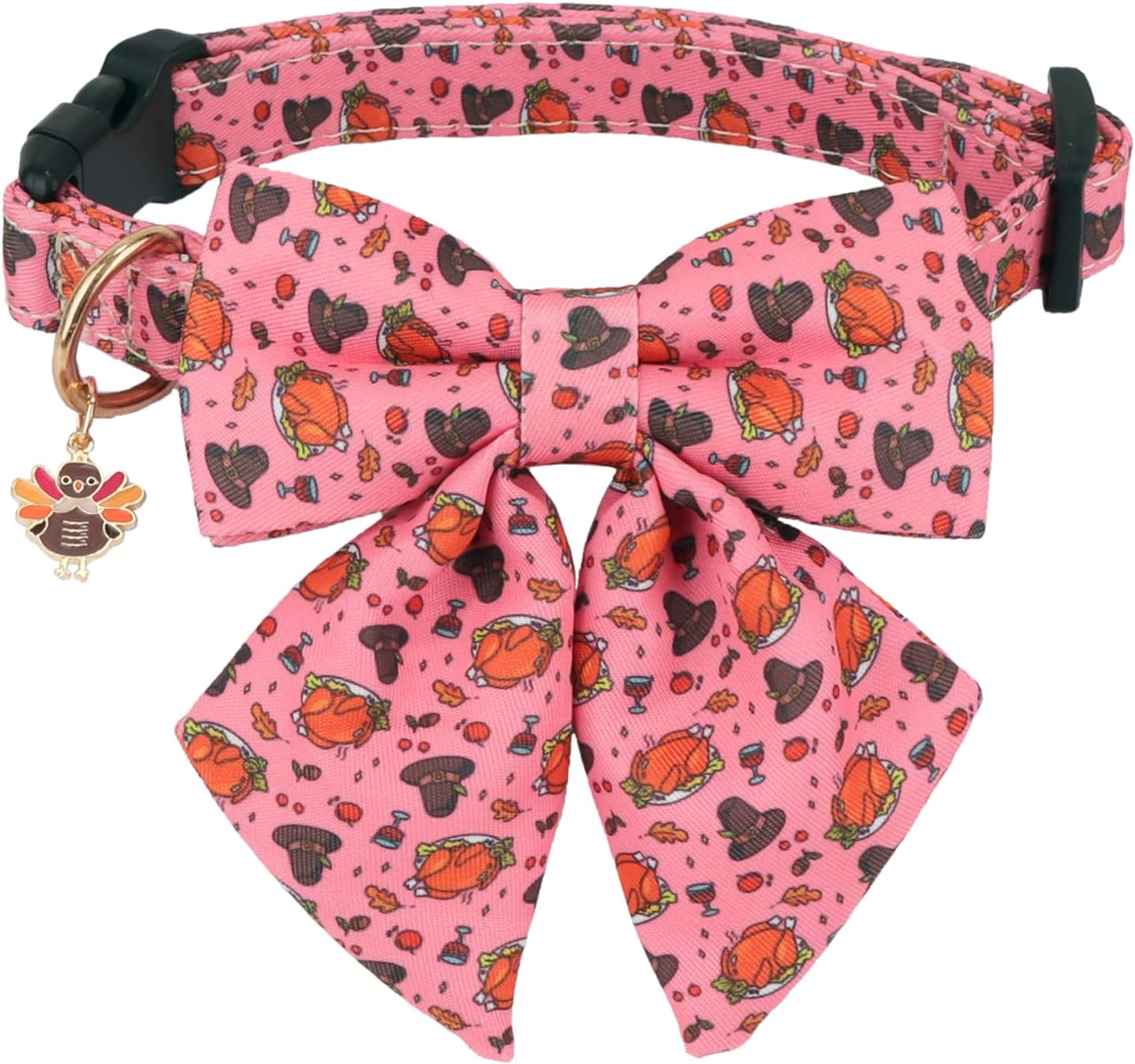PTDECOR Thanksgiving Dog Collar with Bowtie Adjustable