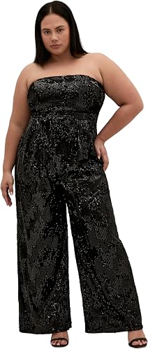 City Chic Women's Plus Size Jumpsuit - Glimmer Sequin Strapl