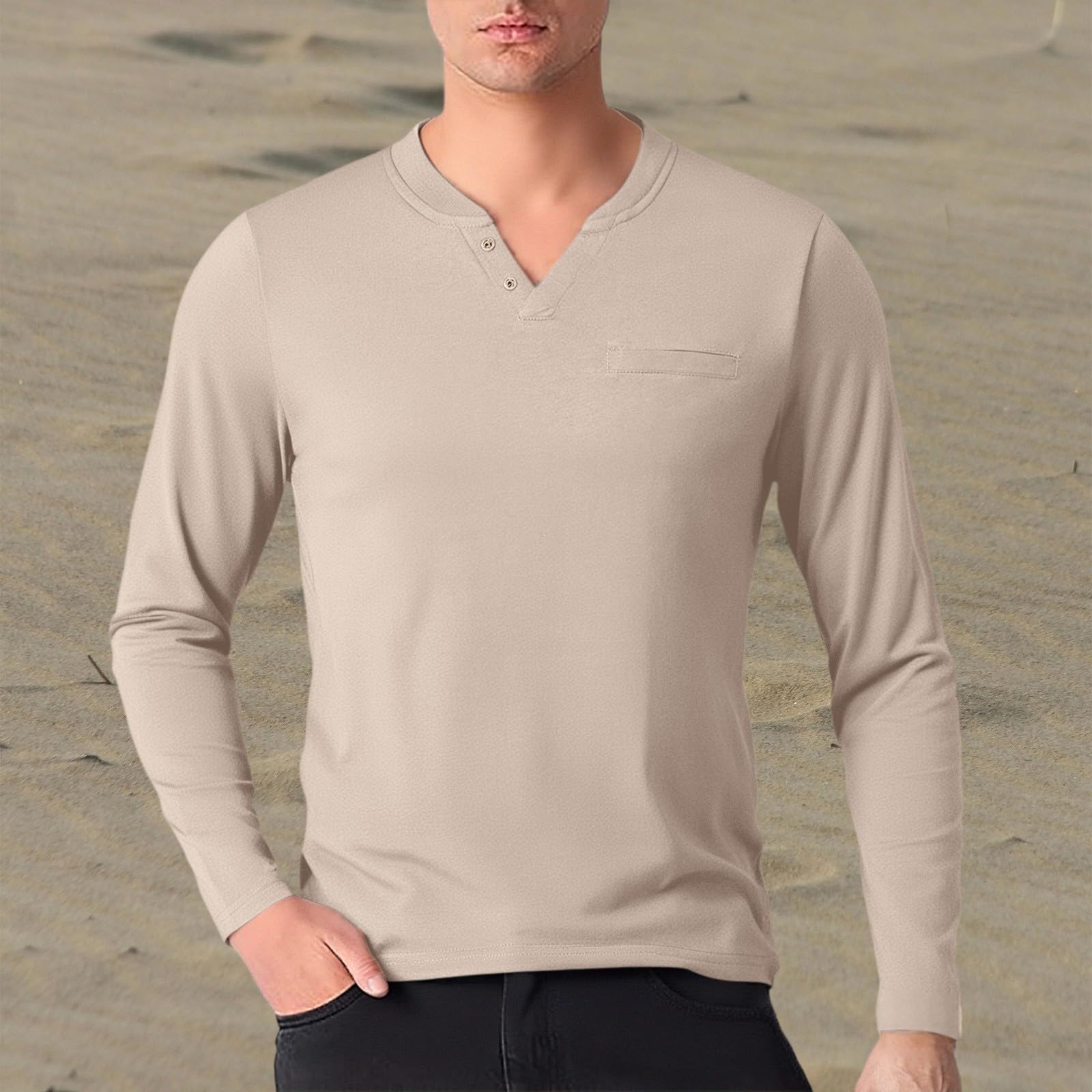 Generico Maglia Uomo in Cotone Collo A V Maniche Lunghe, Taglio Aderente Indumento Casual per La Stagione Autunnale