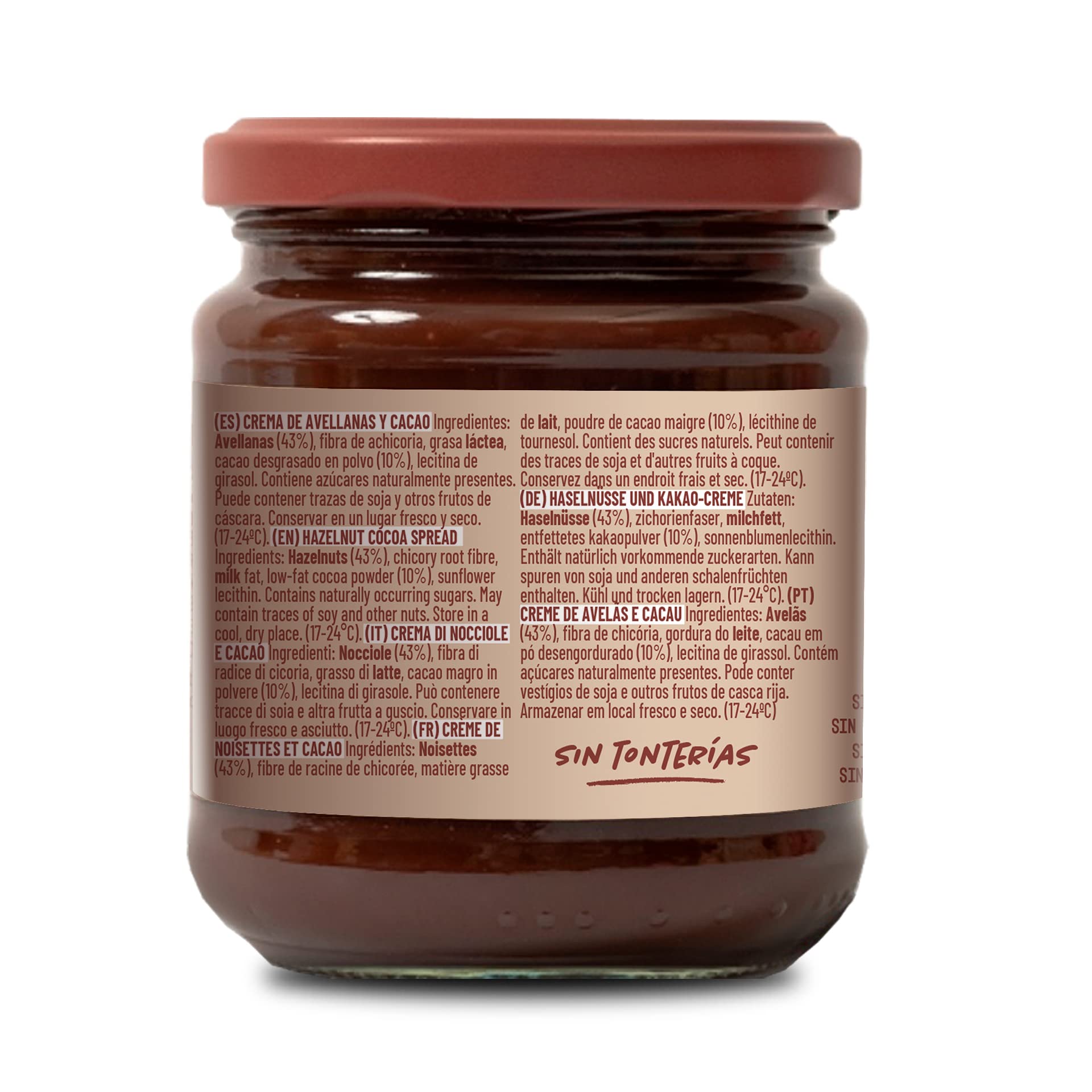 NATRULY Crema de Avellanas y Cacao Sin Azúcar y Sin Edulcorantes, con Fibra de Achicoria, 43% Avellana (Pack 2 * 285g)