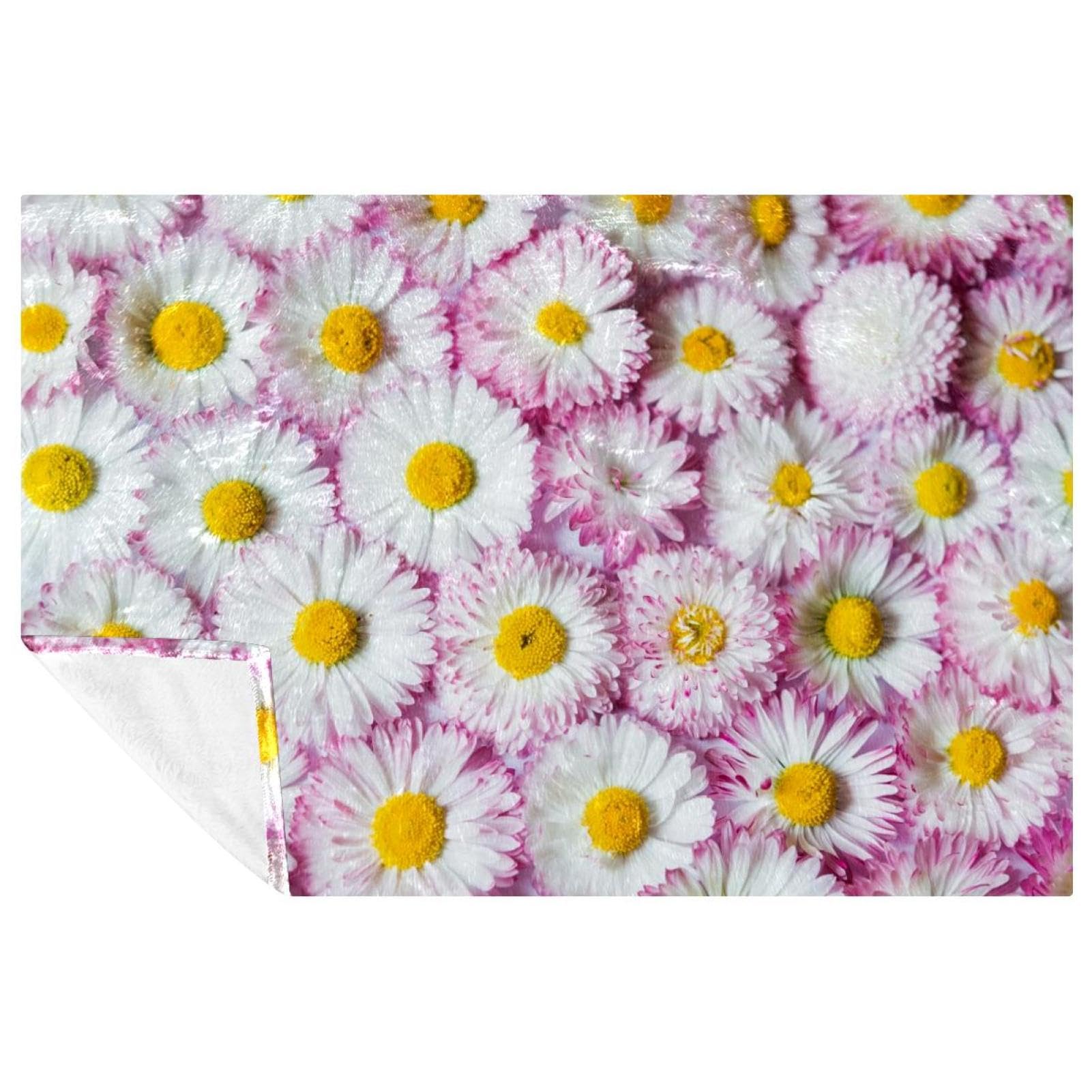 Couverture enfant douce rose floral 150x100 cm pour lit et canapé douillet