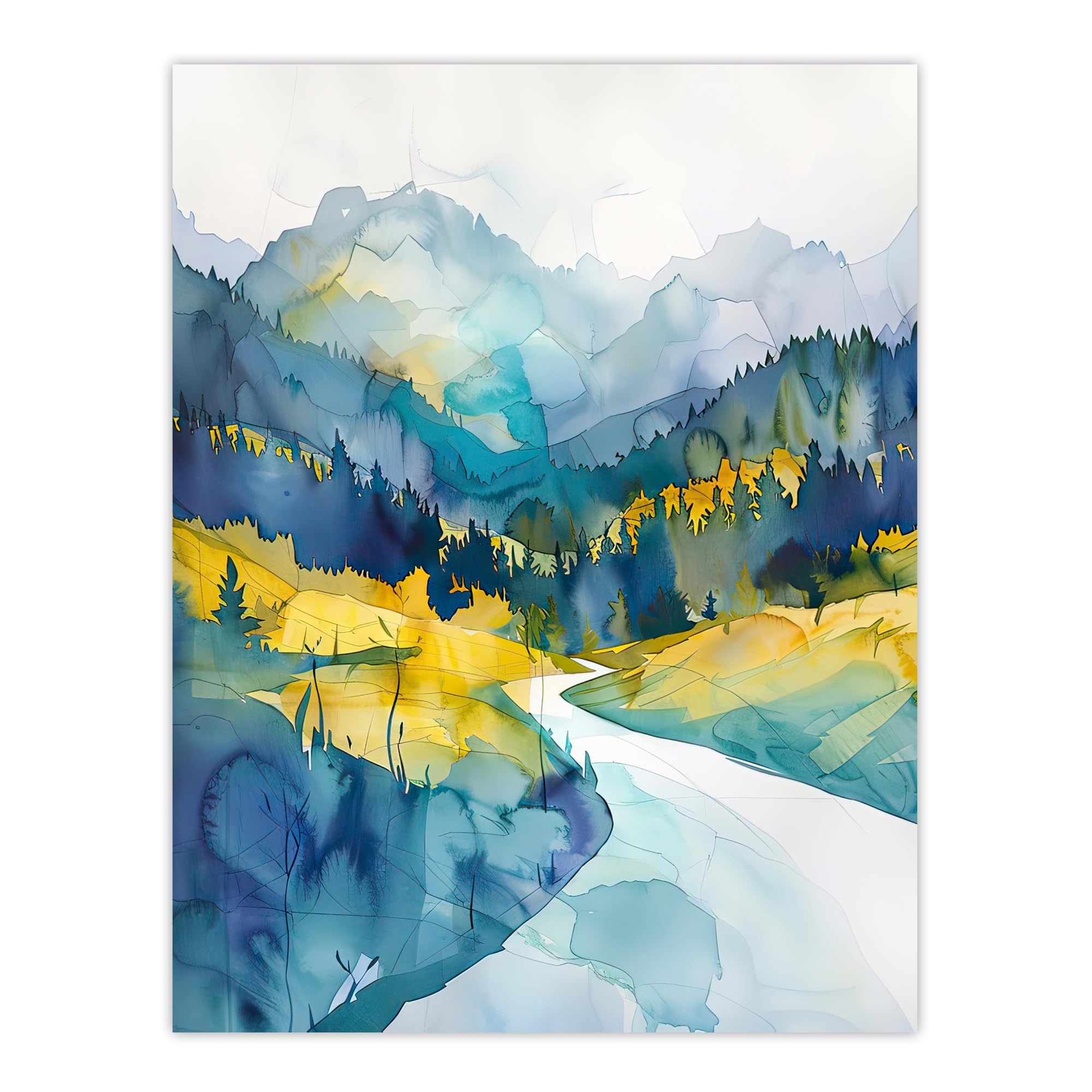Yosemite National Park Hiking Trail Watercolour Wall Art Poster Print