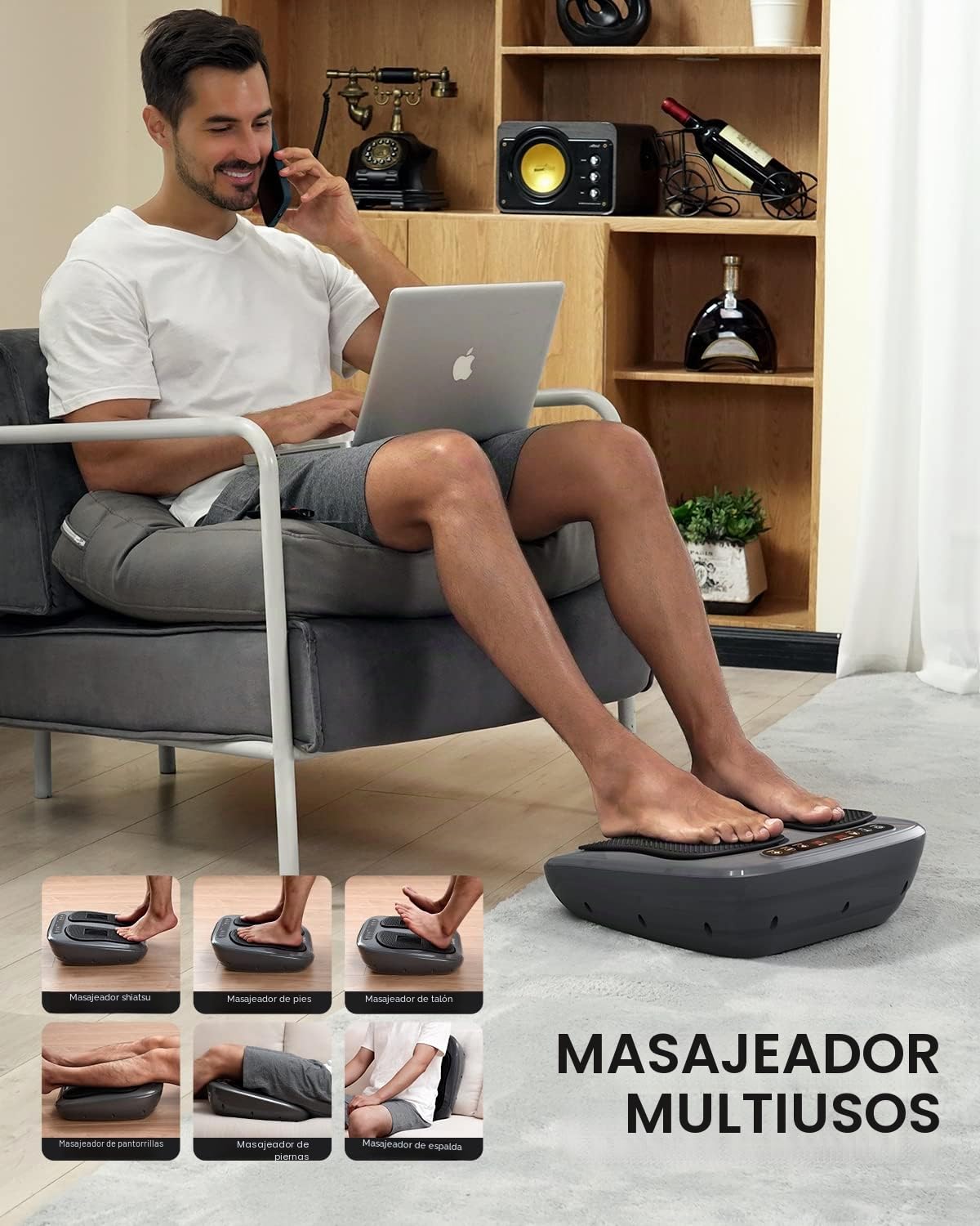 RENPHO Masajeador de pies vibratorio con 20 niveles de vibración | 5 modos, 3 temporizadores automáticos, almohadilla de silicona lavable, ideal para relajar pies y pantorrillas, regalo hombre