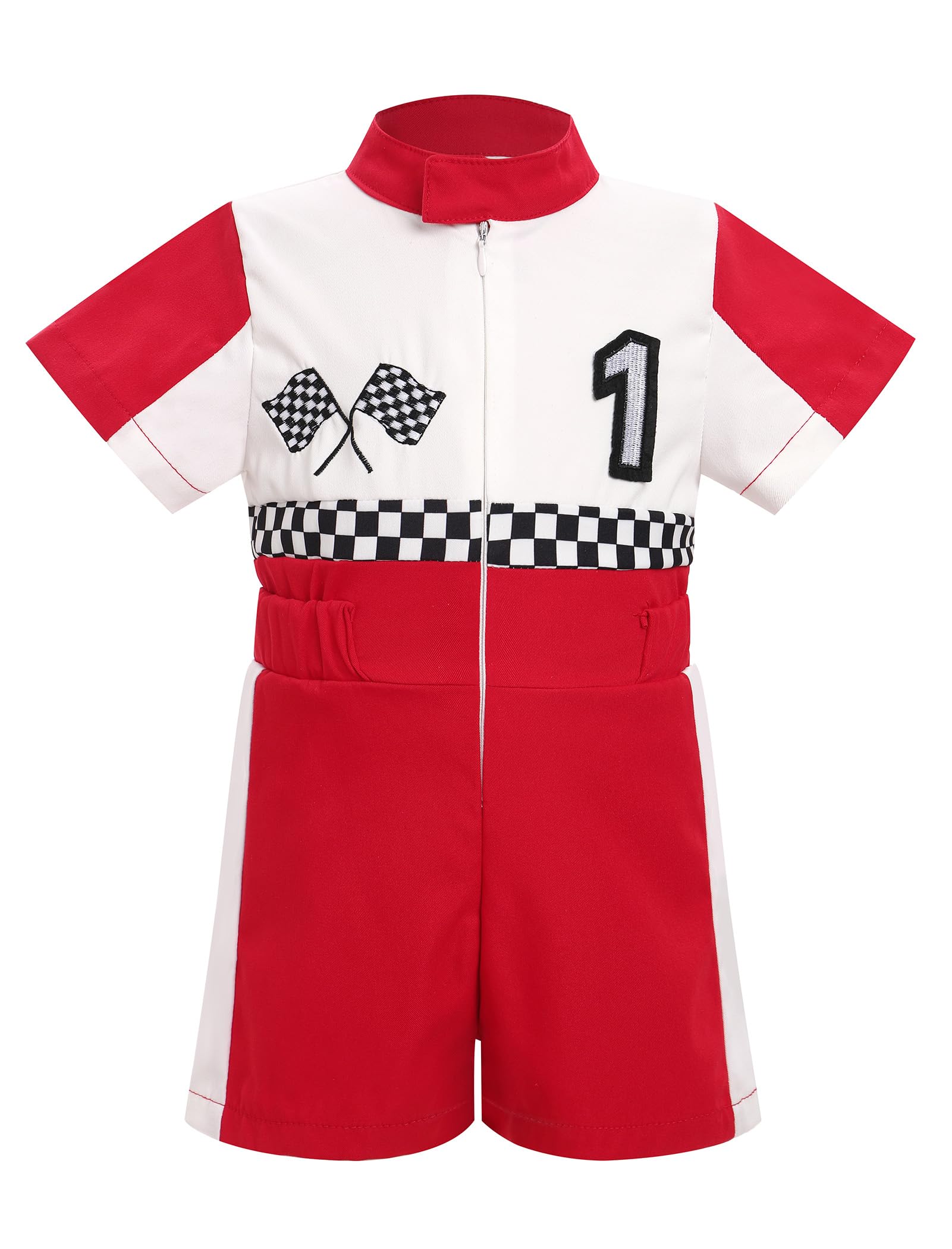 IDOPIP Baby Boys 1st 2nd Birthday Outfit Race Car Driver Romper Girls Boy Racer Jumpsuit Racing Suit Toddler Dress up Costume
