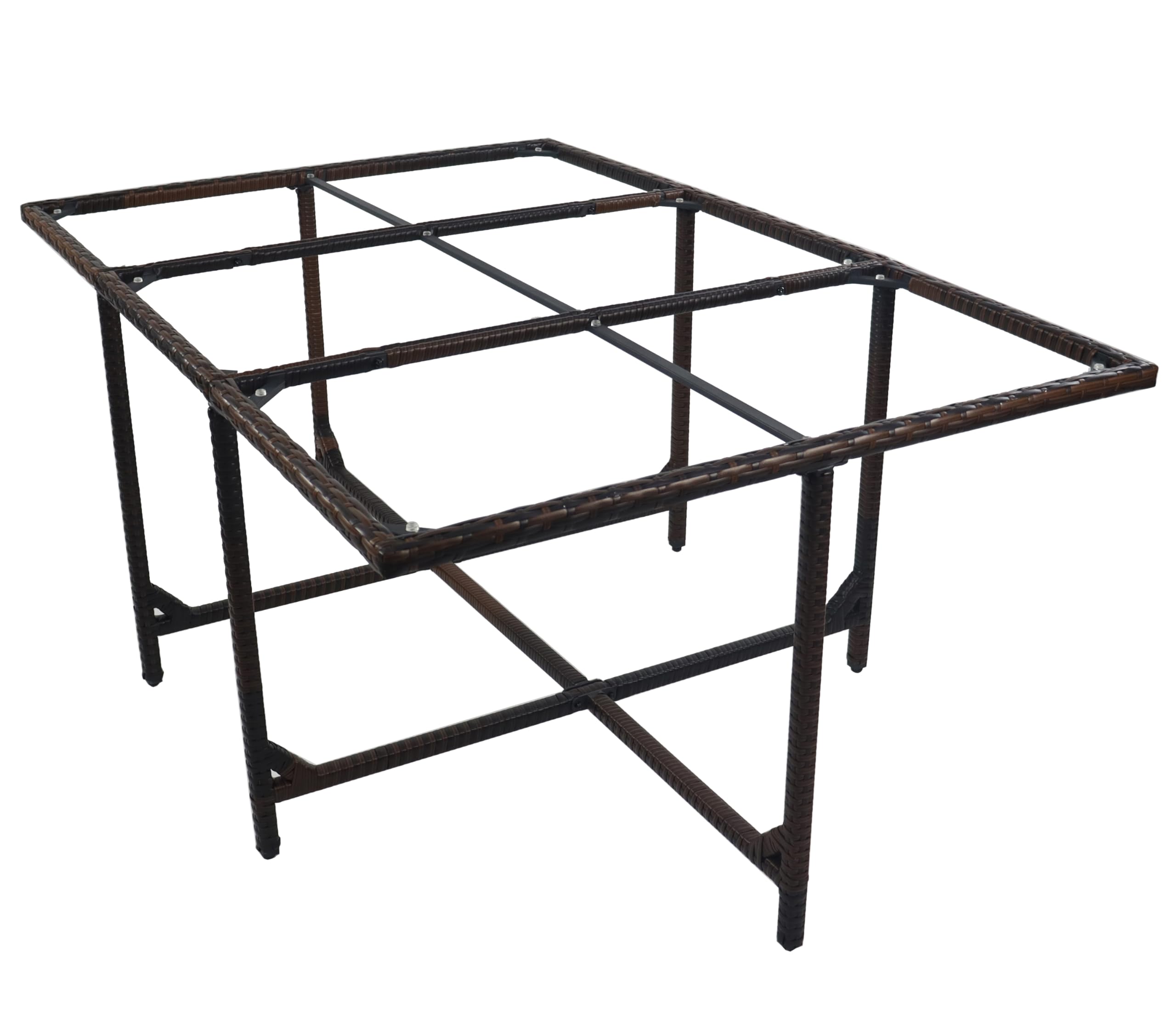 VCM Raloso rattanowy stół balkonowy, stół ogrodowy, kemping, 170 x 110 cm, brązowy