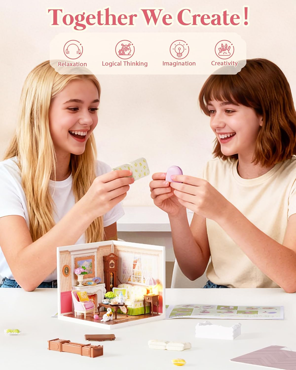 Rolife Super Creator Kits, Tiny House Building Blocks for Little Dolls, DIY Plastic Mini House Model Building Kits for Teens Aged 14+, DIY Crafts/Hobbies for Adults (Holiday Tea Time)