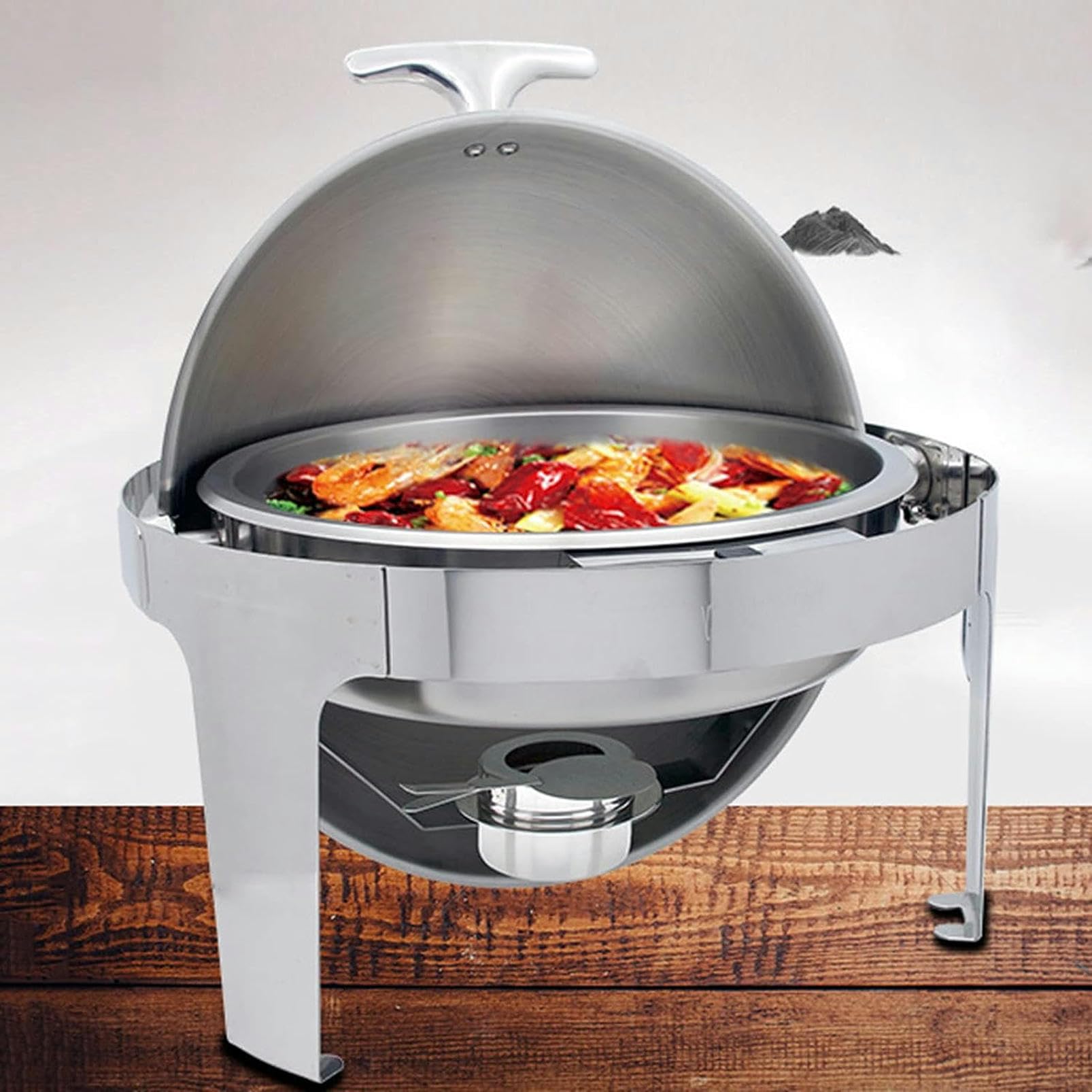 Scaldavivande - Set da Buffet Termico con pentola Calda, Piastra in Acciaio Inox con Coperchio in Vetro, Doppia Copertura in Acciaio per Eventi di Catering.