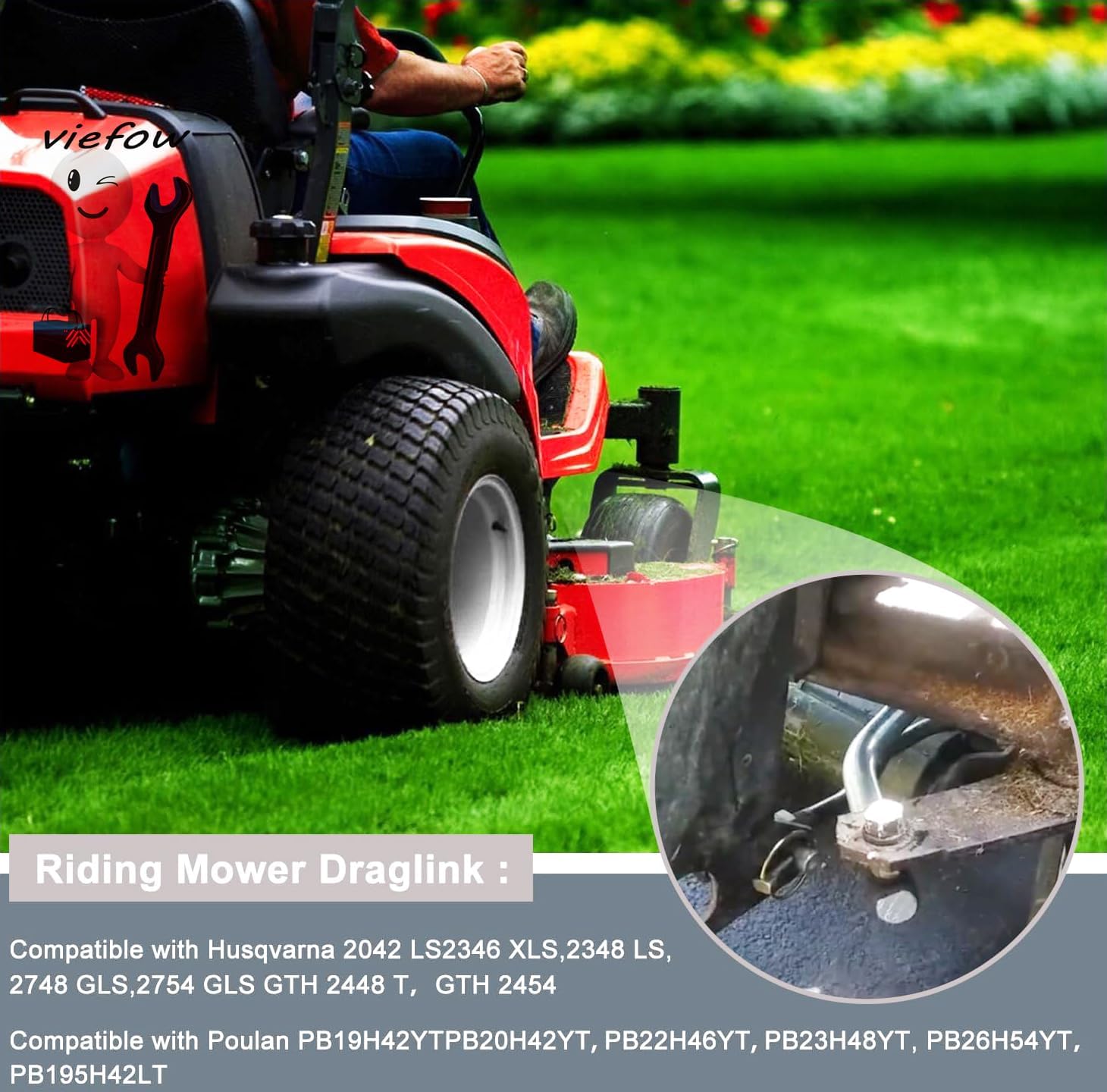 Steering Arm Drive Link with Mount Nut for Husqvarna Poulan Roper Craftsman Weed Eater Lawn Mower 175121 532175121