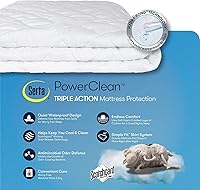 Vista 5 de SERTA Power Clean - Protector de colchón acolchado de triple acción suave e impermeable, protección que absorbe la humedad con bolsillo profundo