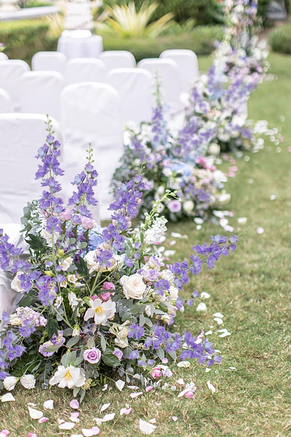 8PCS Purple Delphinium Artificial Flowers 33.5'' Faux Hyacinth Flowers Long Stem Silk Flowers for Tall Vase Home Wedding Table Decor(Light Purple) - Image 6