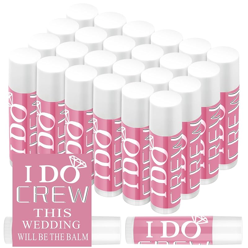 Bálsamo labial Suttmin I Do Crew para festa de casamento, rosa, pacote com 24