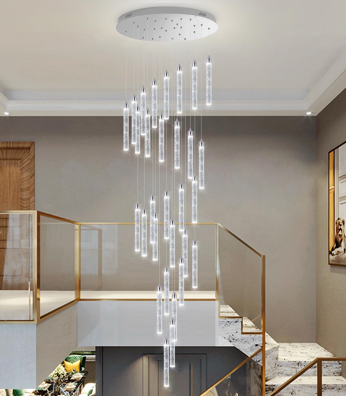 30-Light 197'' High Ceiling Chandeliers Modern Crystal Chandeliers for ...