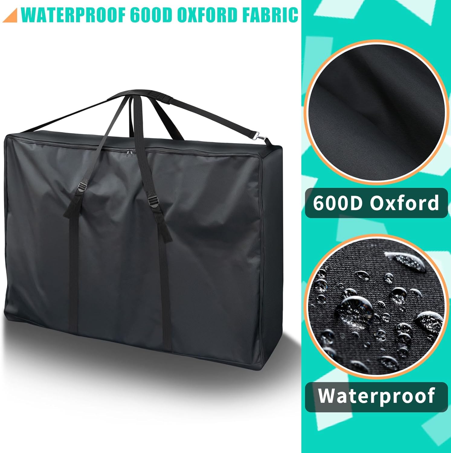 Kovshuiwe Large Outside Chair Storage Bag, 600D Chair Carry Bag for Zero Gravity Chair Cover, Heavy Duty Folding Lounge Chair Carrying Case, Extra Large Moving Bags with Zippers