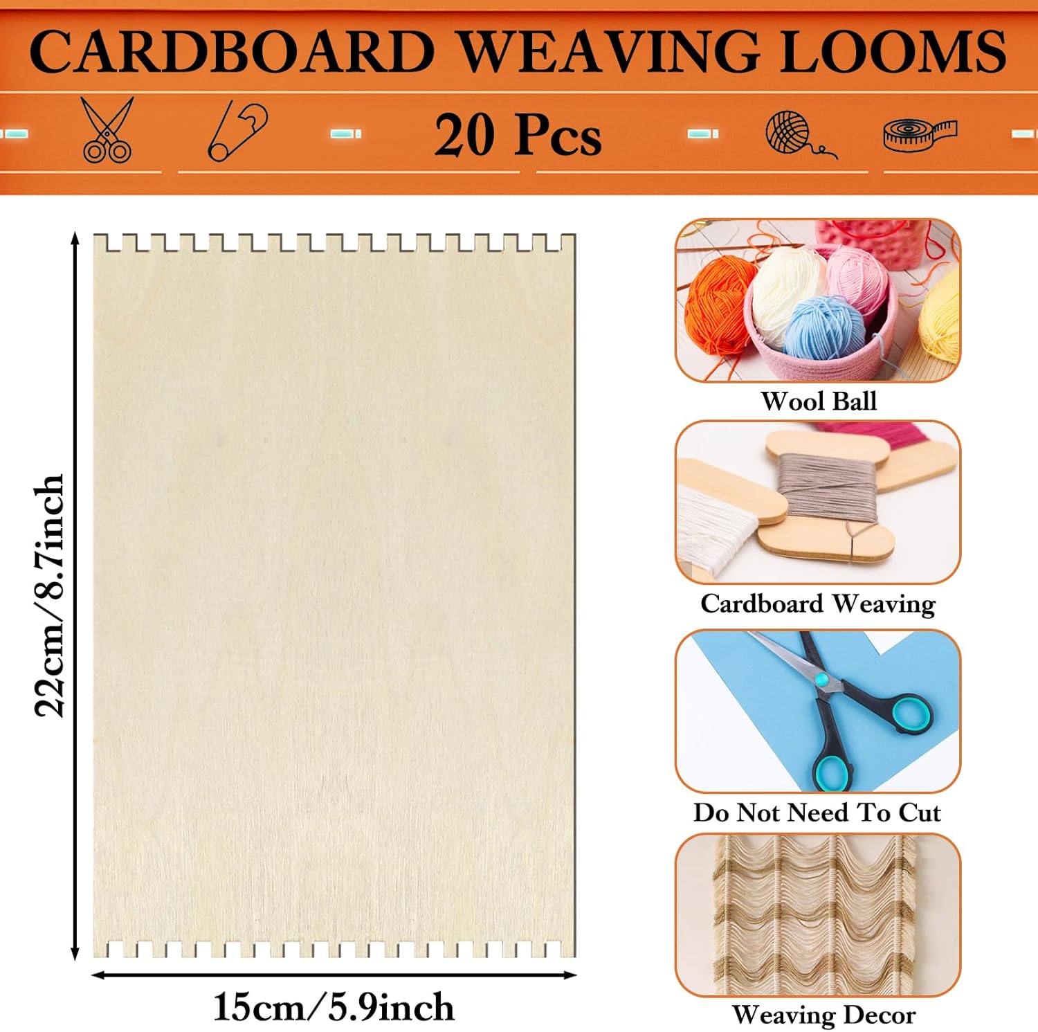 20 Pcs Beginners Wooden Loom Notched Weaving Loom Basket Weaving Tools for Kids Adult Art Craft Activity Jewelry Motor Skills Crochet Knitting Sewing Teaching Educational