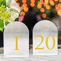 Vista 12 de JOYIT Números de Mesa de Boda en Arco 1-10 con Soportes – Letreros Acrílicos Impresos por Ambos Lados de 5" X 7" con Fondo Negro y Texto Blanco