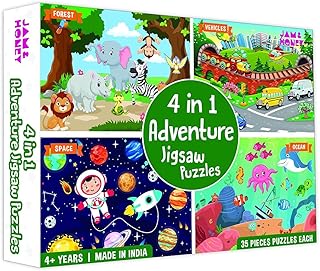 Amazon Brand - Jam & Honey 4 in 1 Adventure - Puzzles for Kids | 35-Piece Puzzles | Educational Toy for Cognitive Developm Price In India
