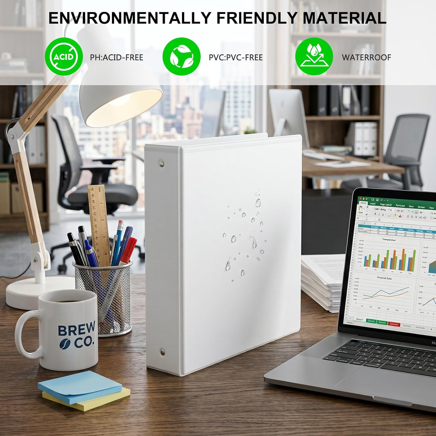 Comix Durable 2 Inch 3 Ring Binder, Round View Binder for Office or School, Fits 375 Sheets of 8.5x11 Paper, PVC-Free & Foldable Spine, Made in North American, 8 Pack (White)