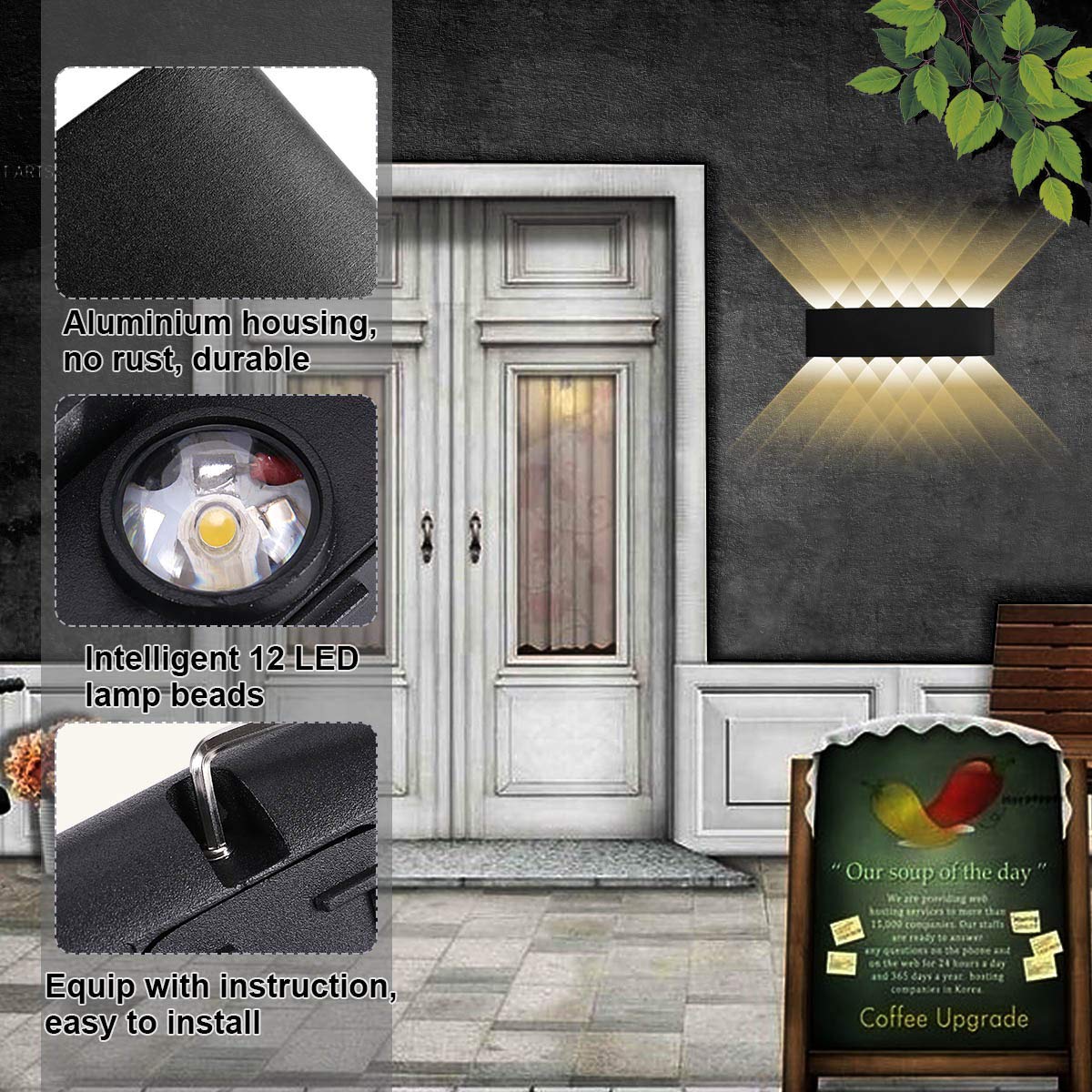 12W Moderno Applique da Parete LED Lampada da Parete Interno Esterno