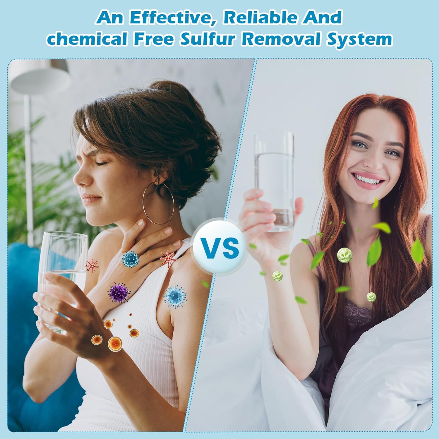 Sulfur Stop System for 2", 3", 4"+ Wells, 24-Hour Say Goodbye to Rotten Egg Smell& Sulfur Smell | Chemical Free, Easy to Install, Maintenance Free