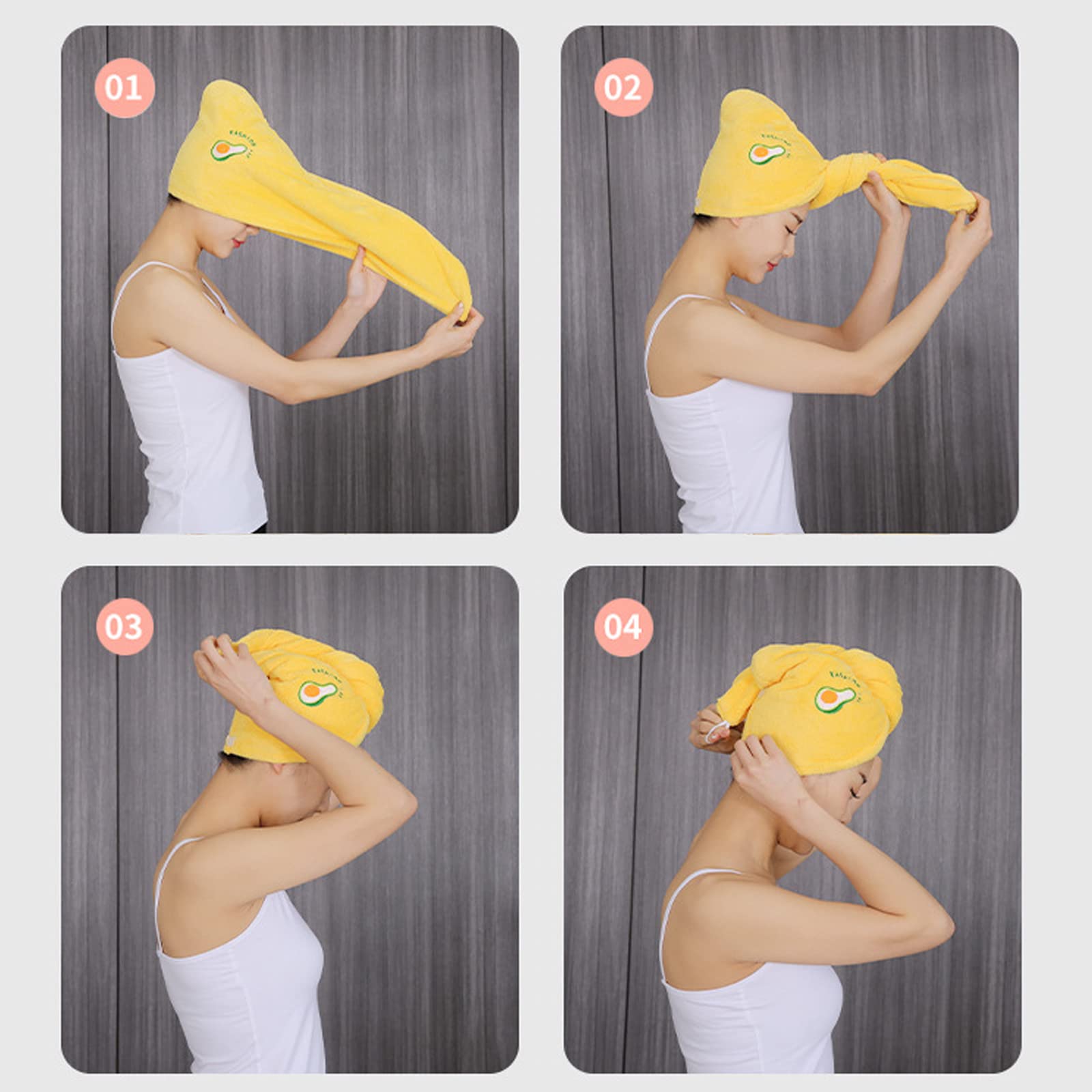 Sporgo 5 Pezzi Asciugamano a Turbante per Capelli, Asciugamano a Turbante con Bottone, Asciugamano a Turbante in Microfibra Super Assorbente ad Asciugatura Rapida per Capelli, Asciugamano per Capelli