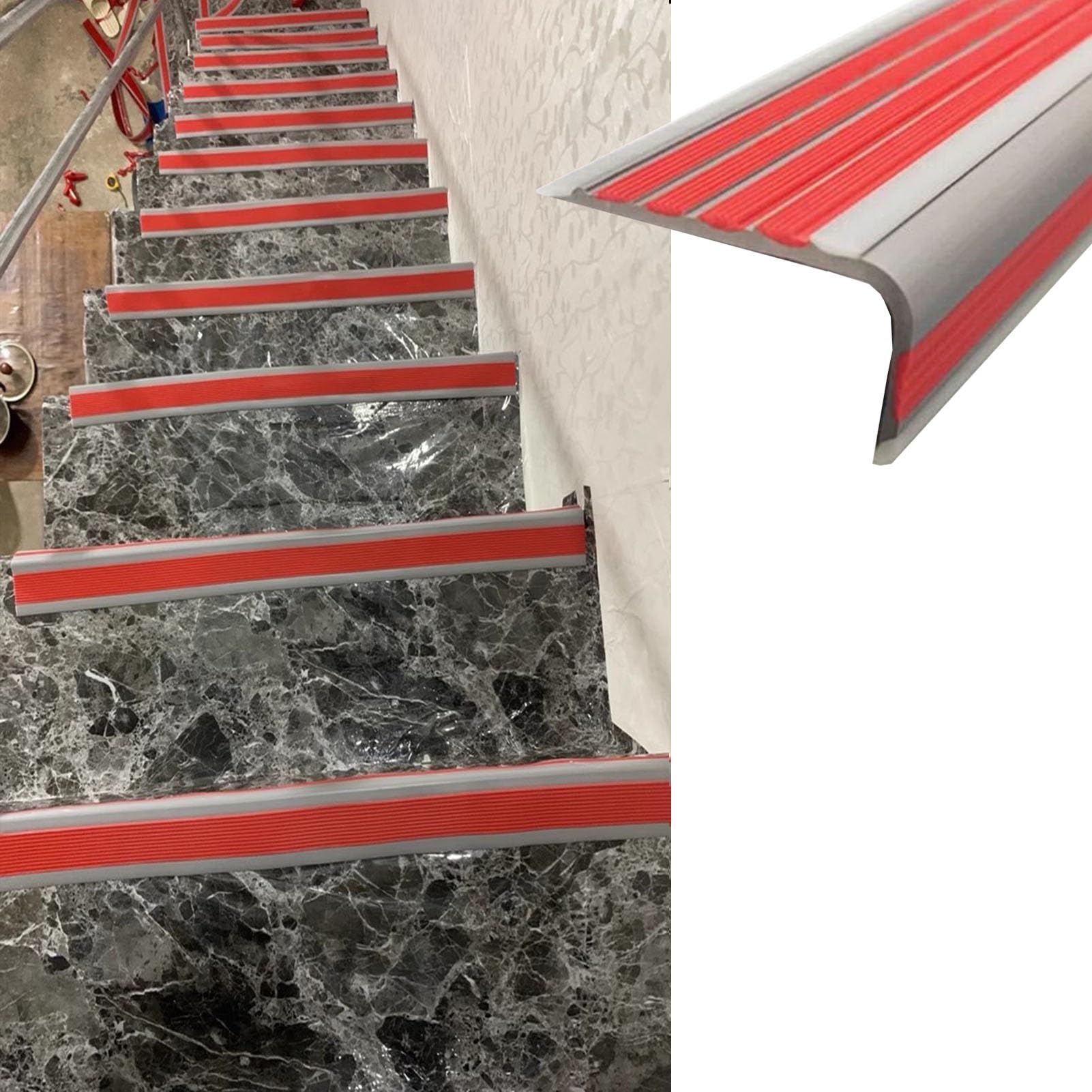 Bande lumineuse pour nez de marche en PVC souple rouge afin d'éviter les chutes en garderie