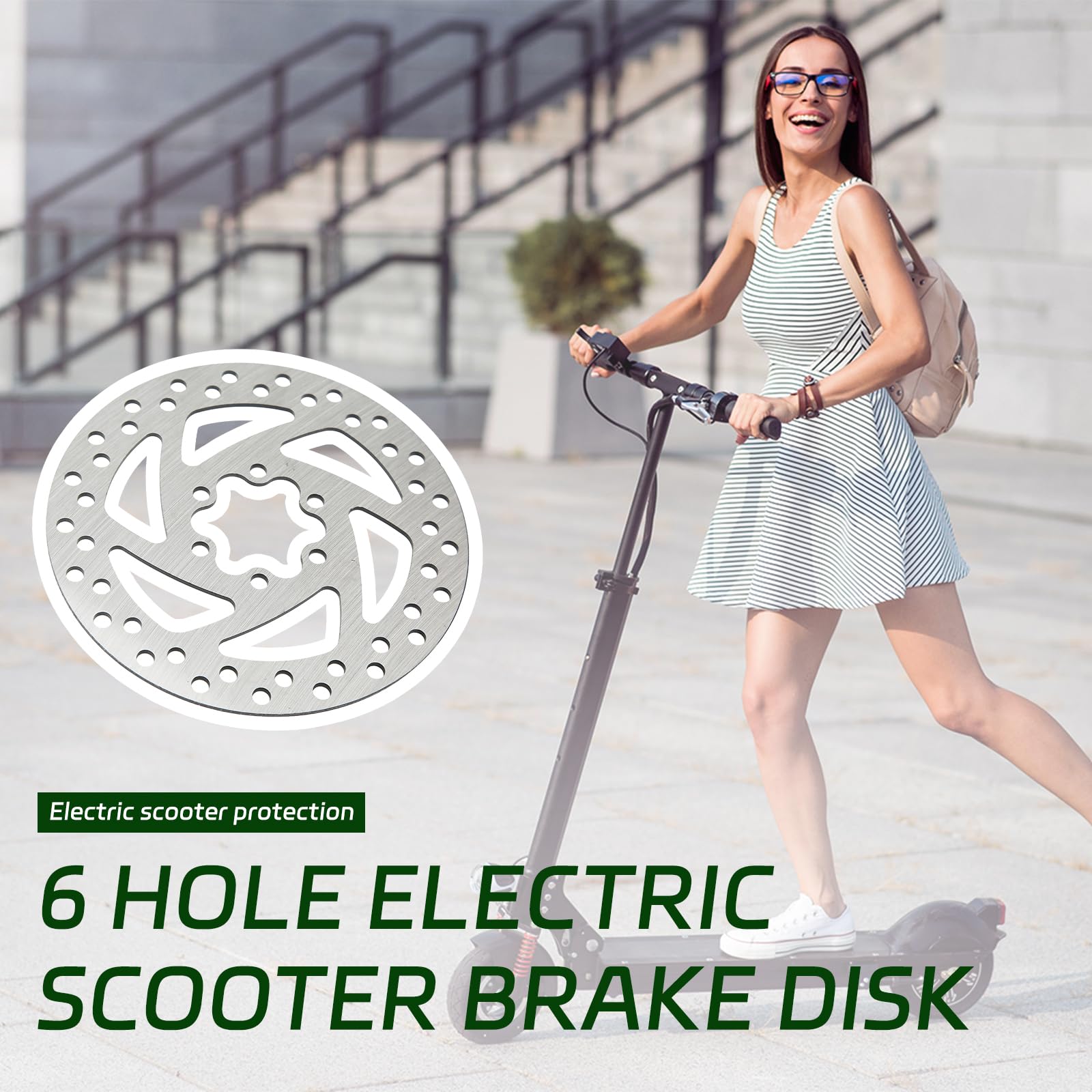 6 Hole Electric Scooter Brake Disk, 140mm Electric Scooter Brake Disk Stainless Steel 6 Hole Brake Disc with 6 Screws for Electric Scooter Modification