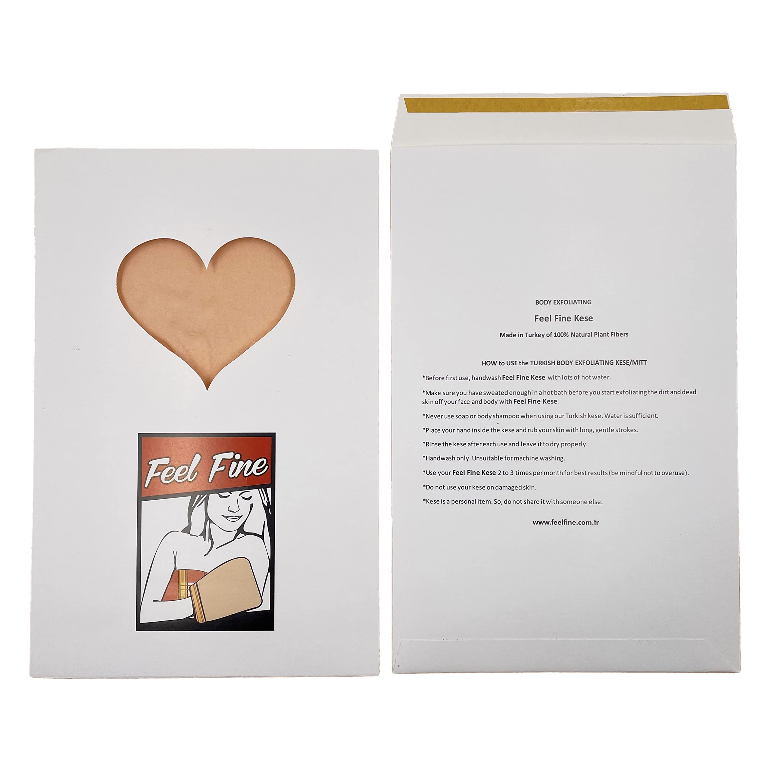 Feel Fine - Guanti esfolianti in seta 100% turco, guanto esfoliante per il corpo, guanto da bagno per donna, uomo, doccia, hammam, spa (rosa salmone e FF)
