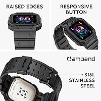 Vista 3 de amBand Compatible para Fitbit Versa 4/3/2 / Fitbit Versa Lite / Fitbit Sense 2 / Correas de Fitbit Sense con estuche, correa protectora para reloj