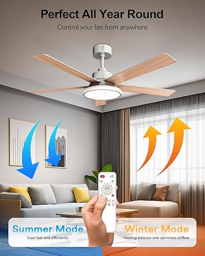 Miniatura 6 de Lumary Ventilador de techo inteligente con luces RGBAI de 52 pulgadas, RGB y temperatura de color continua, funciona con AlexaGooglemando a