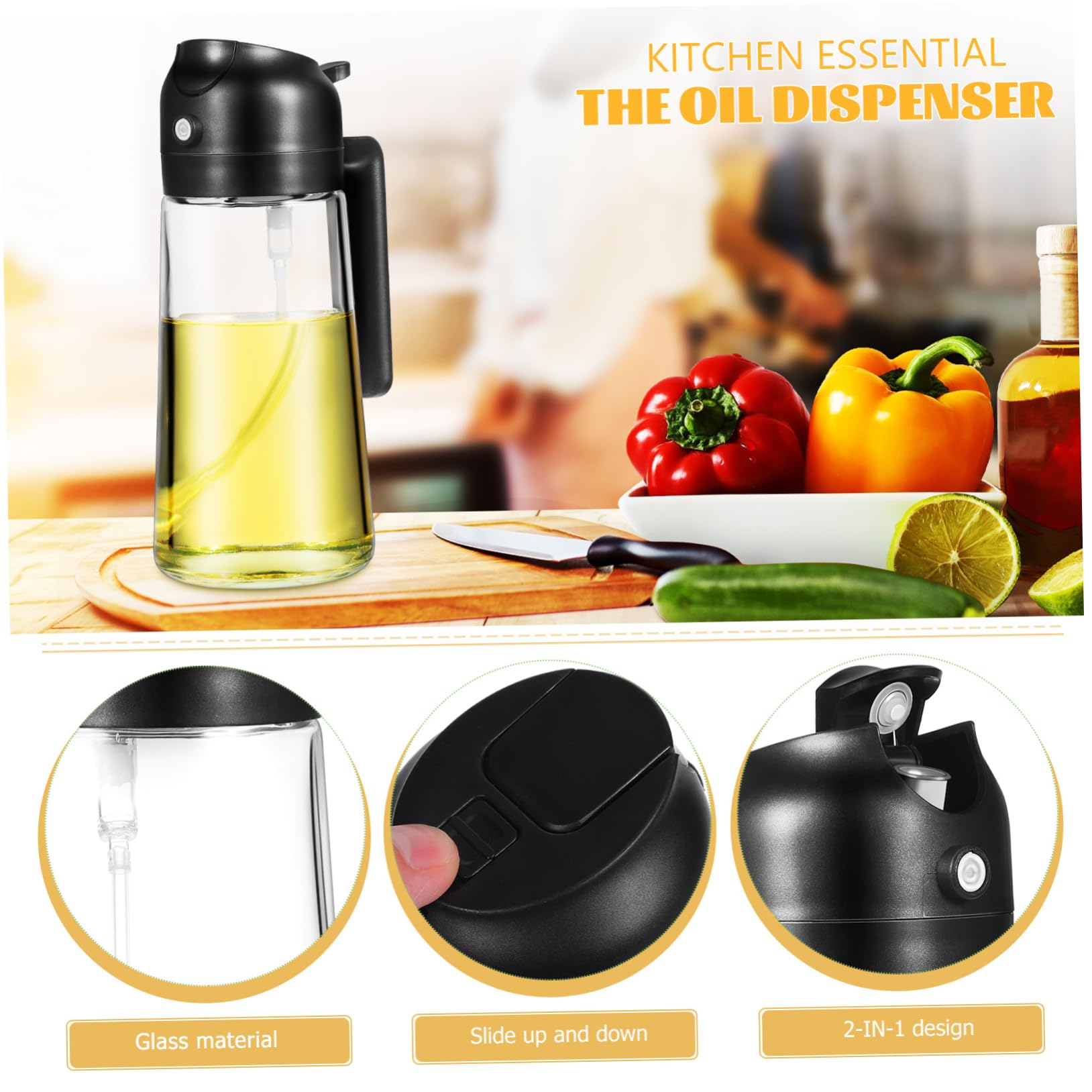 Alipis 4 Stück Olivenöl Spender Olivenöl-Sprühflasche Luftfritteuse Ölsprüher Haaröl-Applikatorflasche Flaschen ölsprayer Olive Oil Dispenser Olivenöl Spray Ölspender Glasflasche Black