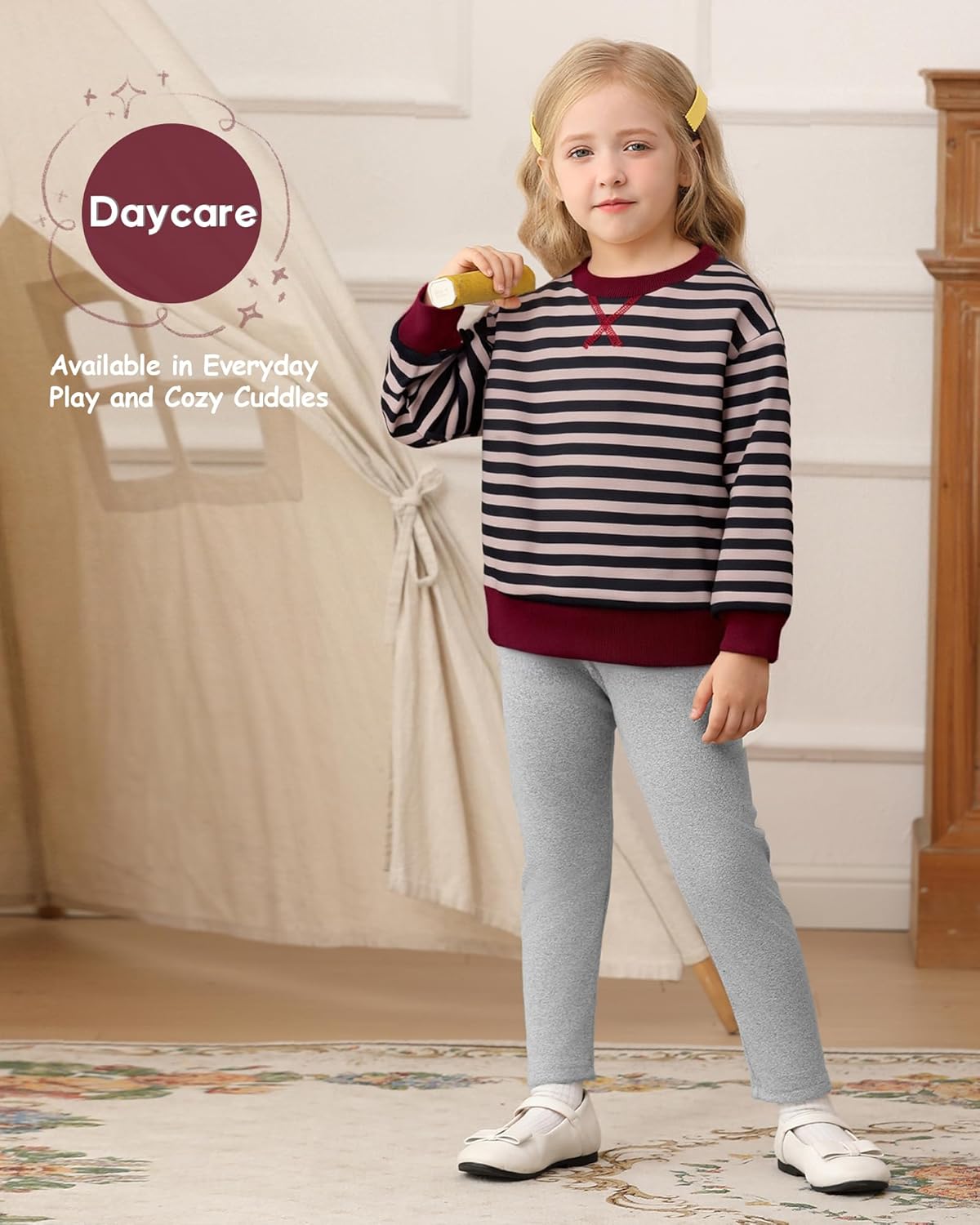 Jecson Toddler Girl Clothes Set: Soft Stretch 3pcs Outfits Colorful Striped Sweatshirt & Leggings Cute Fall Home School 2-8Y - Image 2