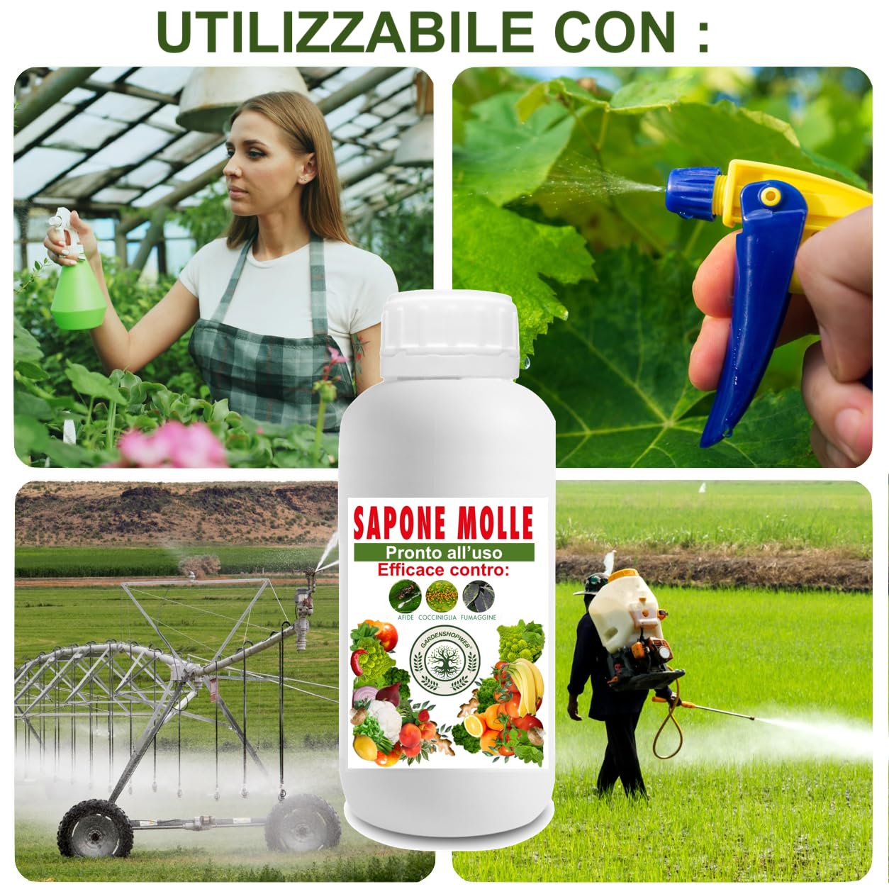 GSW© Sapone Molle Potassico per Piante, Insetticida ad Azione Abbattente contro Afidi, Cocciniglia, Effetto Corroborante Naturale e Lava Melata (5000 ml)