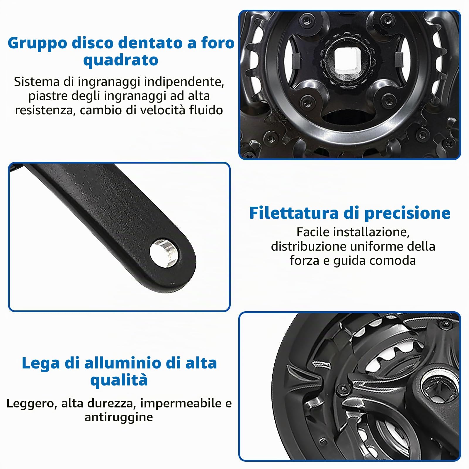 BORDEAG Guarnitura per Mountain Bike da 170 mm, 6/7/8-Fach Guarnitura per Bicicletta, Pedivella Bici, Guarnitura Corona Bicicletta con 24/34/42T, Lega di Alluminio, per Mountain Bike, MTB