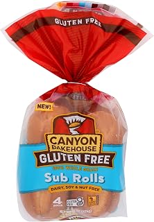 Canyon Bakehouse Gluten-Free Sub Rolls, 4 Ct 15oz - Dairy Soy Nut Free, 100% Whole Grain Soft Sandwich Buns