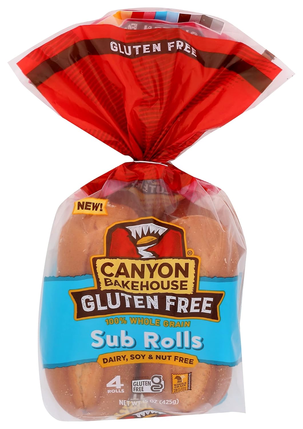 Canyon Bakehouse Gluten-Free Sub Rolls, 4 Ct 15oz - Dairy Soy Nut Free, 100% Whole Grain Soft Sandwich Buns
