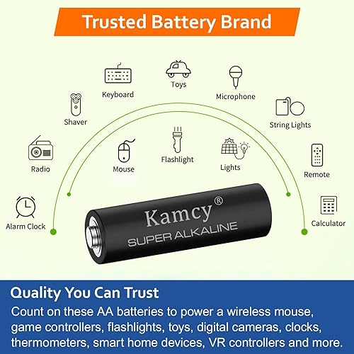 Miniatura 6 de KAMCY Baterías alcalinas AA de 1.5 V, pilas dobles A, paquete de 48 baterías doble A de alta capacidad, batería AA alcalina para dispositivos