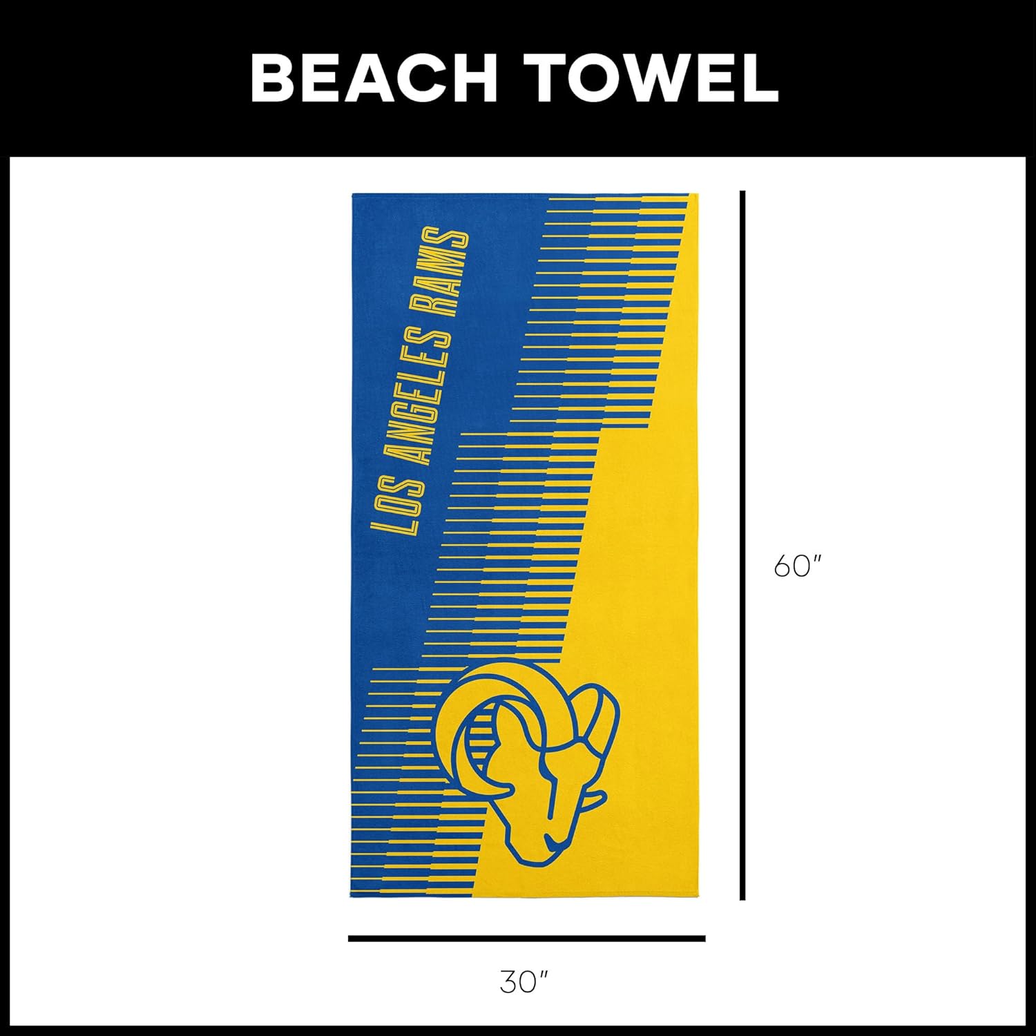 Northwest Los Angeles Rams NFL Progression Jacquard Beach Towel 36 x 72 Inches - Image 6