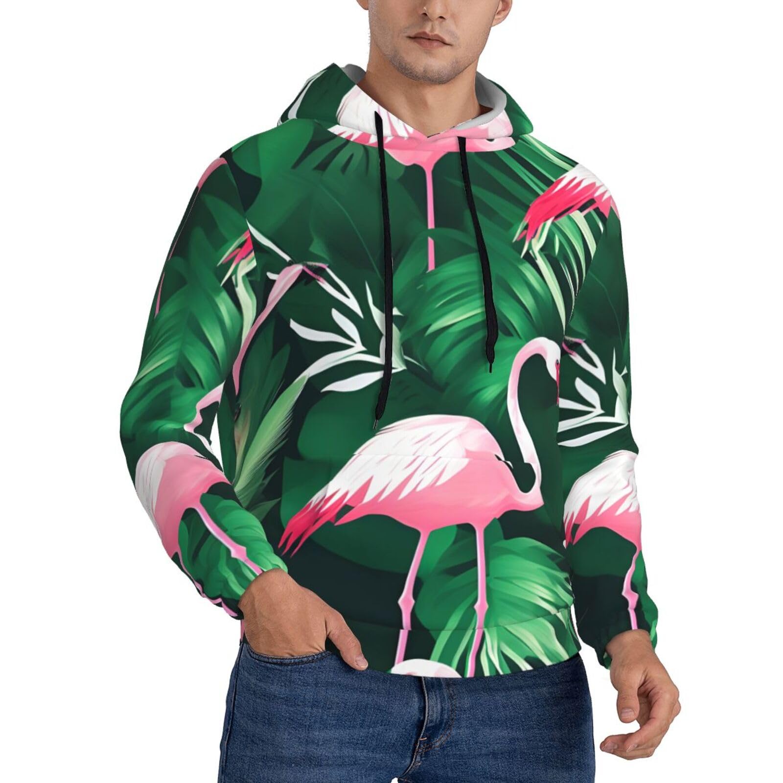 Sweat décontracté oiseau imprimé feuille vert idéal pour vos sorties urbaines