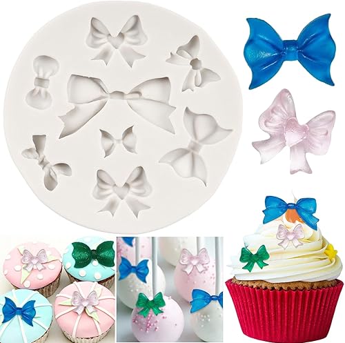 QDMOLDS Mini lazos de silicona para fondant, dulces de azúcar, para tartas de dulces, moldes de manualidades para decoración de pastel de cumpleaños
