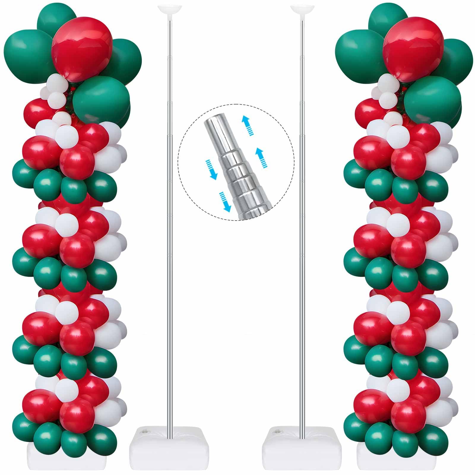 Balloon Column Stand Kit for Floor,Set of 2, SOFTTIME Adjustable and Reusable Balloon Tower Stands Kit with Heavy Base, Metal Balloon Display for