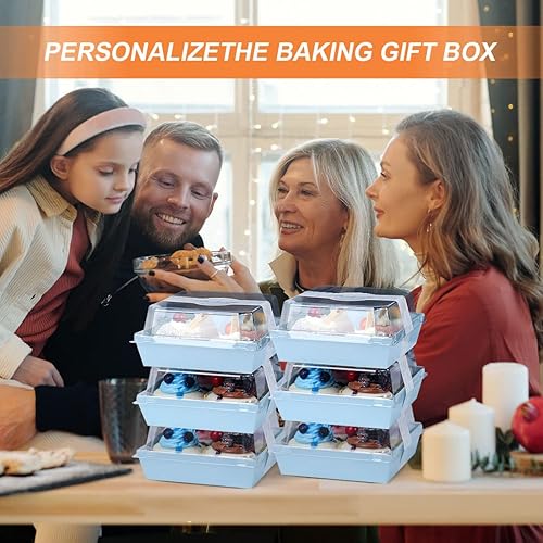 Miniatura 6 de Paquete de 100 cajas de papel para embutidos, recipientes cuadrados desechables de 5.3 x 4.9 x 2.5 pulgadas, cajas de panadería con tapas