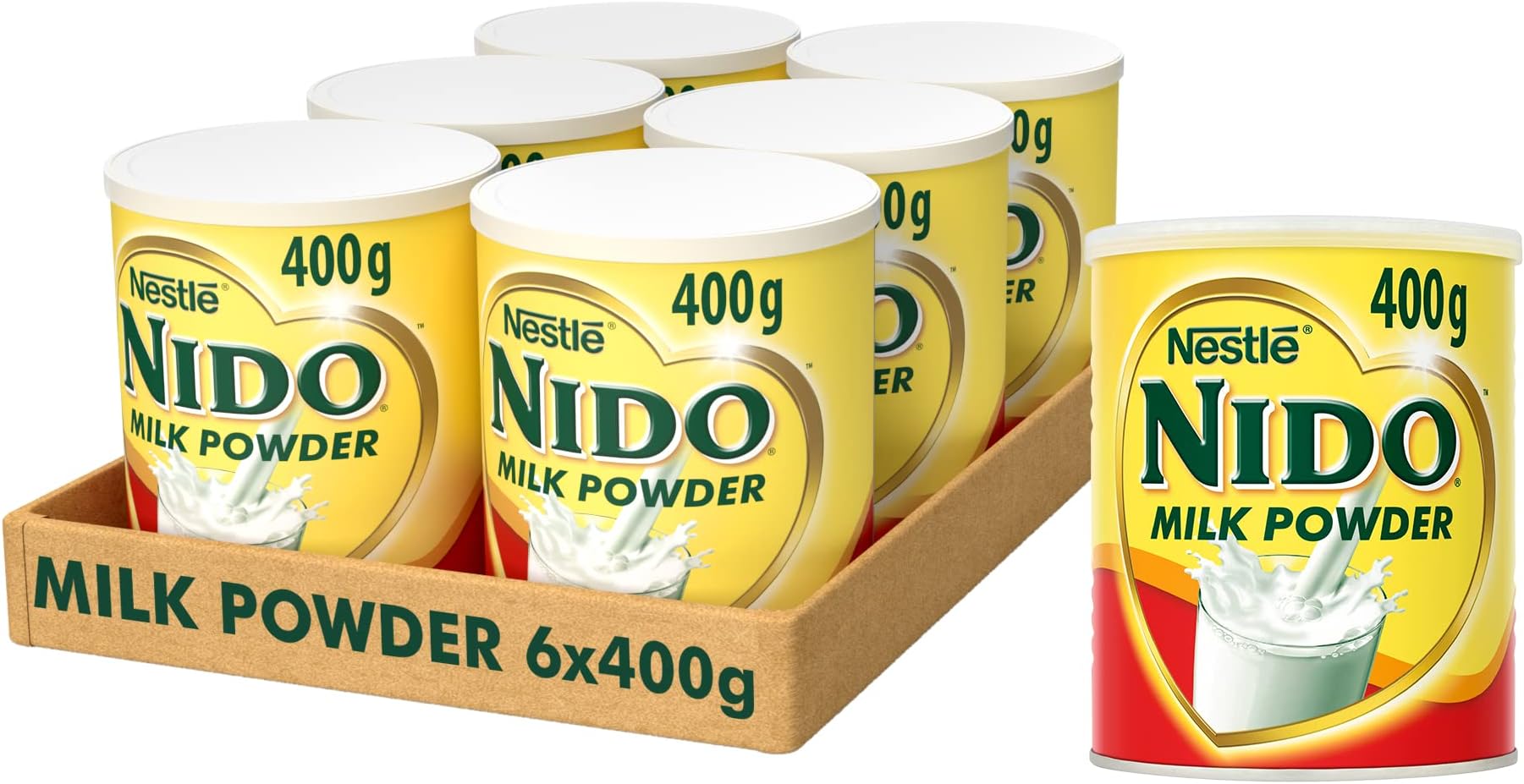Nido Instant Full Cream Milk Powder, Substitute for Fresh Milk, for Tea & Coffee 400 g Tin (Pack of 6)