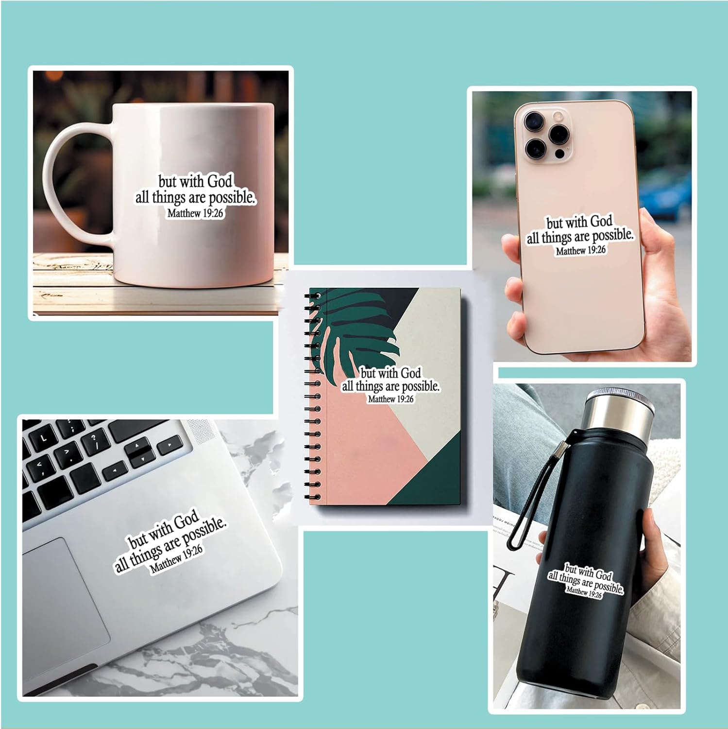 (3Pcs) But with God All Things are Possible Stickers God Stickers Faith Stickers Decal Waterproof Vinyl Stickers Adult for Laptop Kindle Car Tumbler Water Bottle Mug Phone Notebook Size 3”x1.2” - Image 3