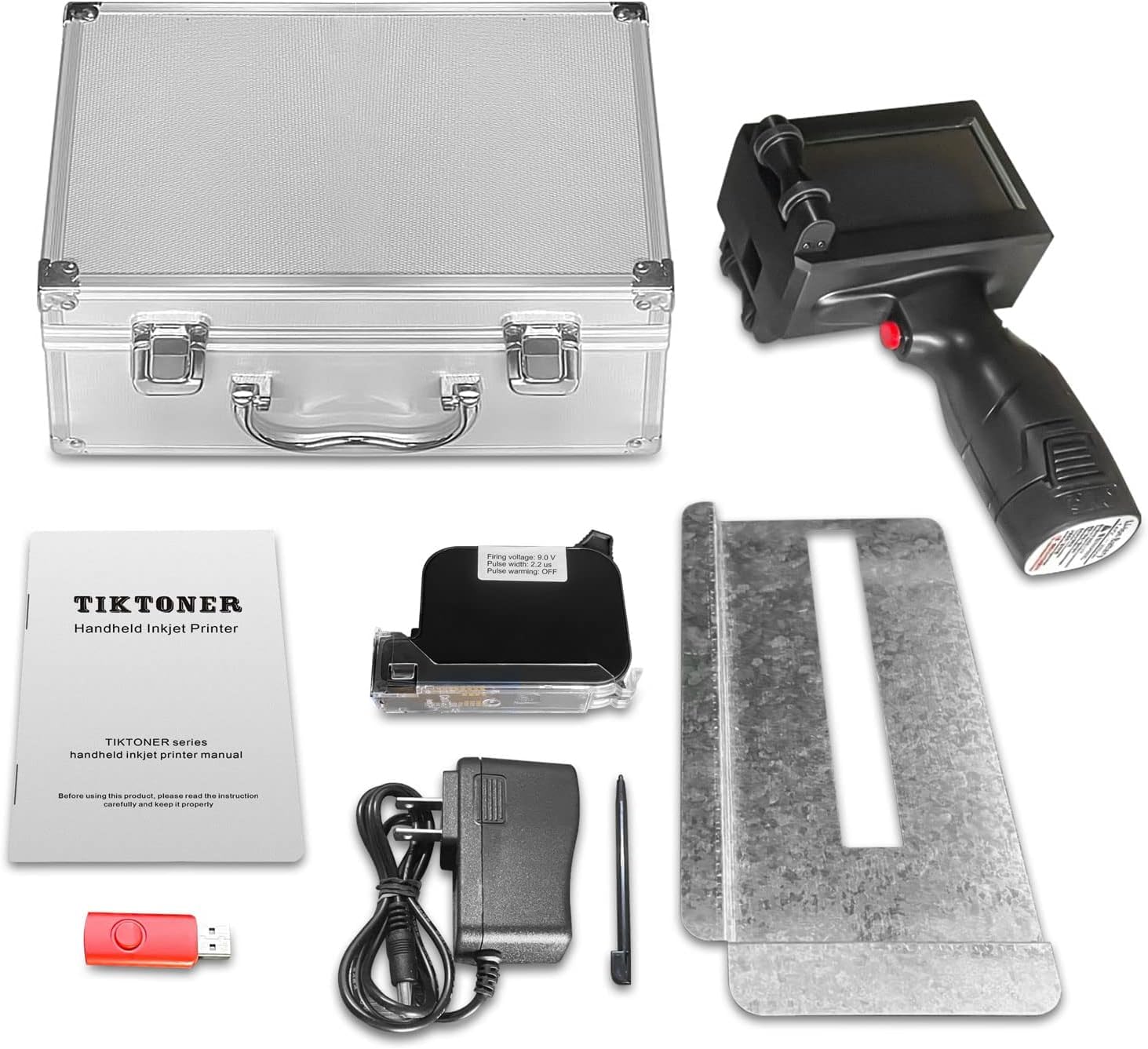 127T1 Impresora de Mano Portátil con Cartucho de Tinta de Secado rápido, Pistola Impresora de Inyección de Tinta de Mano para Texto Fecha Número de Lote Código QR Código de Barras
