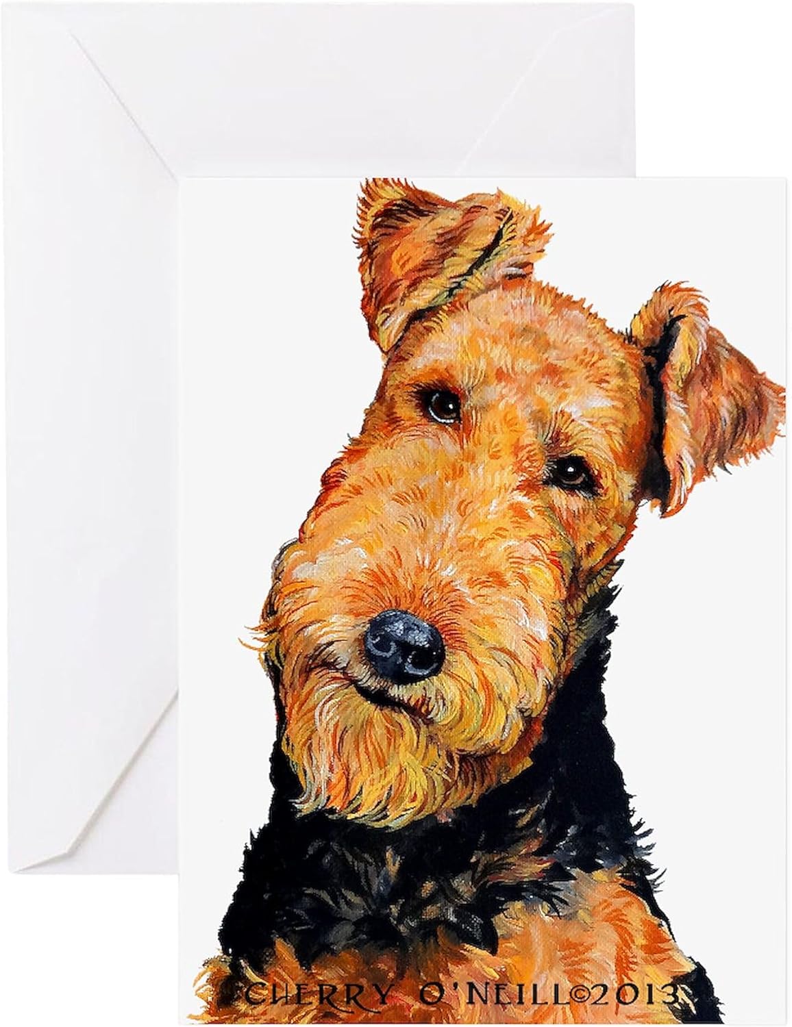 CafePress Airedale Terrier Greeting Card (20-pack), Note Card with Blank Inside, Birthday Card Glossy