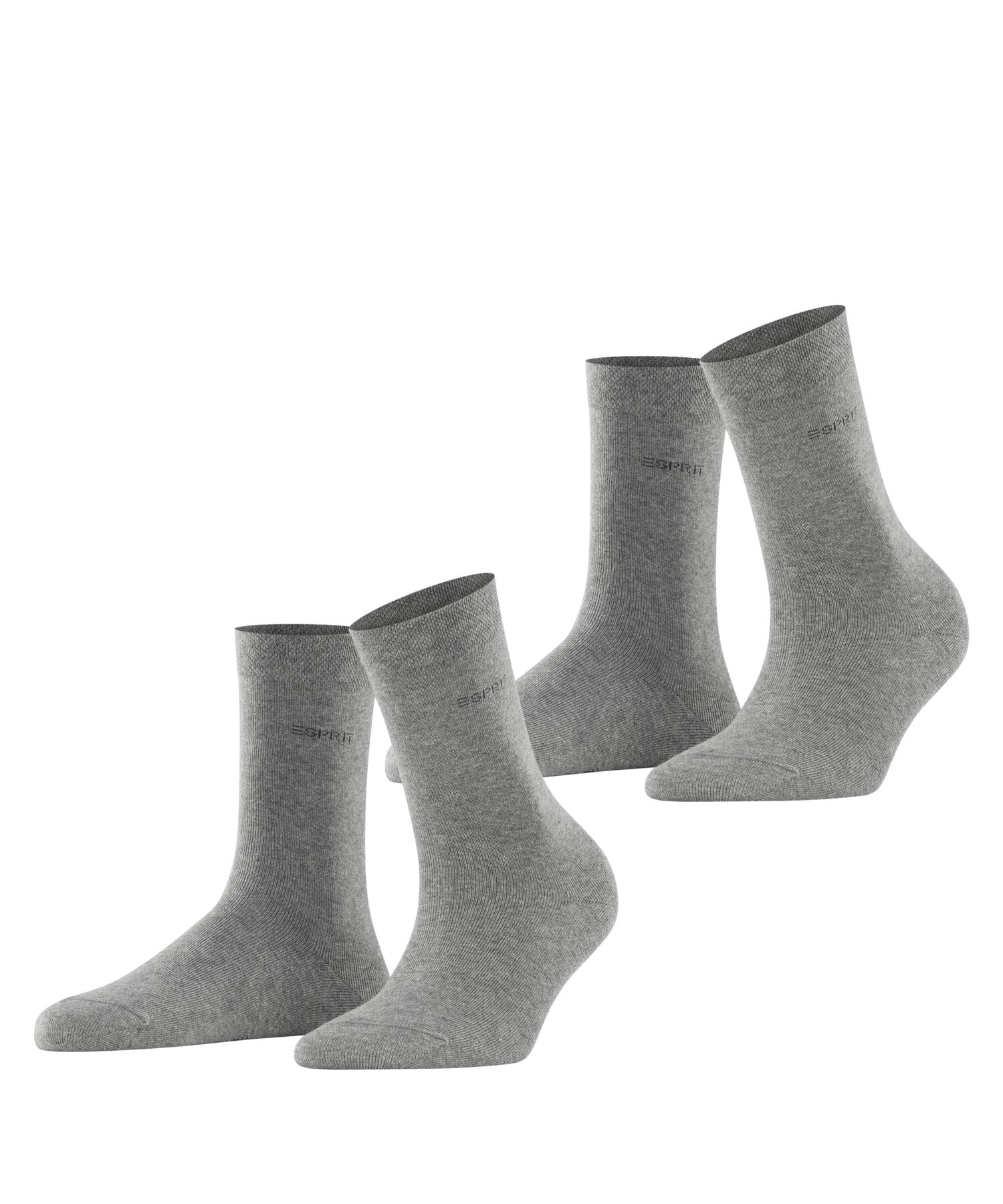ESPRIT Women's Basic Easy Multipack W So Cotton Plain 2 Pairs Socks, Grey Light Melange 3390, 5.5-8