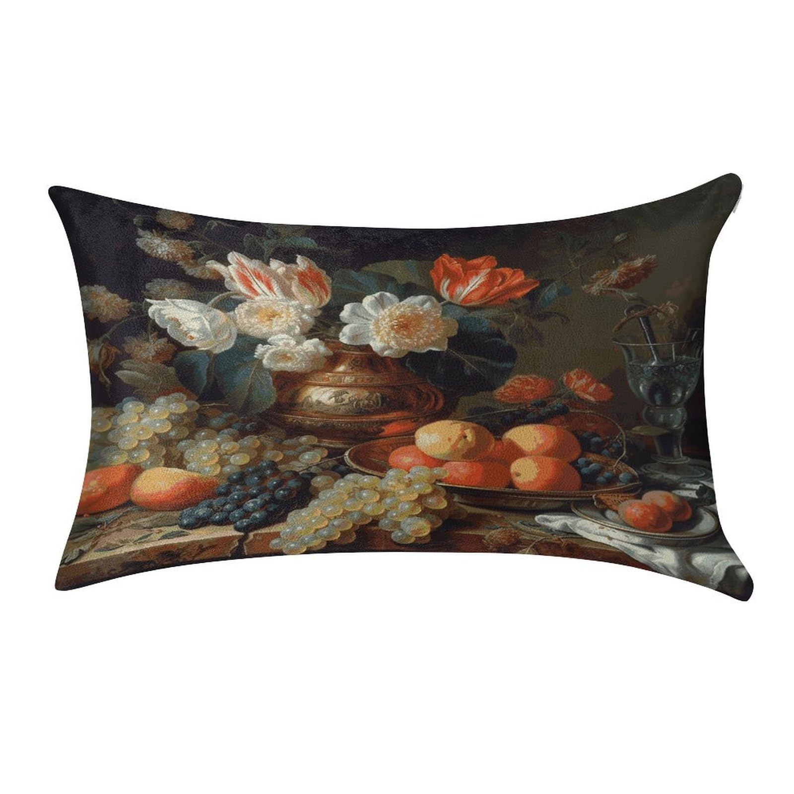 FekiLoot Flowers and Fruits Pillow Covers Luxury Velvet Oblong Pillowcases Rectangular Throw Pillows Case Decorative Velvet Cushion Covers Ultra Soft Lumbar Pillow Shells 12 X 20 in