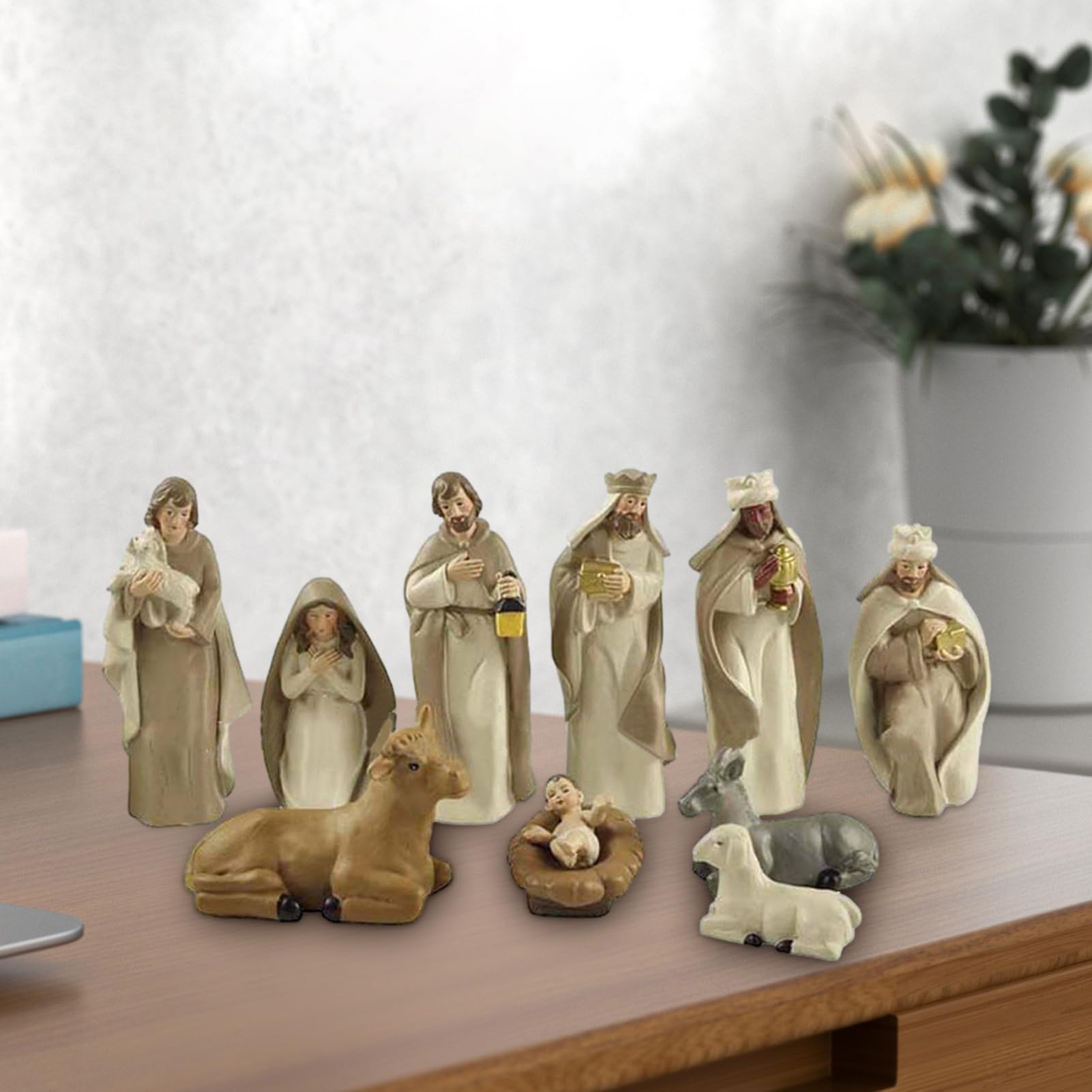 Zestaw Figurek Szopki Bożonarodzeniowej Sezonowe Figurki Szopki | Bożonarodzeniowe Figurki Dekoracyjne Do Jadalni Sypialni Gabinetu Biura Domowego Szkoły Mieszkania Akad