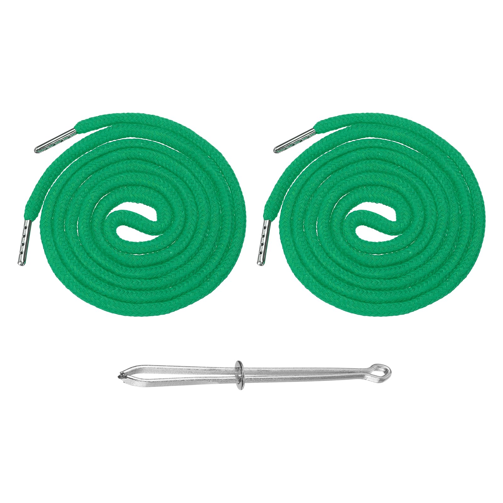 M METERXITY 2 Pcs Drawstring for Sweatpants (Grass Green), Hoodie Strings, Drawstring Cords Draw Strings Replacement Sewing Tool with Easy Threader Apply to Shorts Pants Jackets Coats Hats