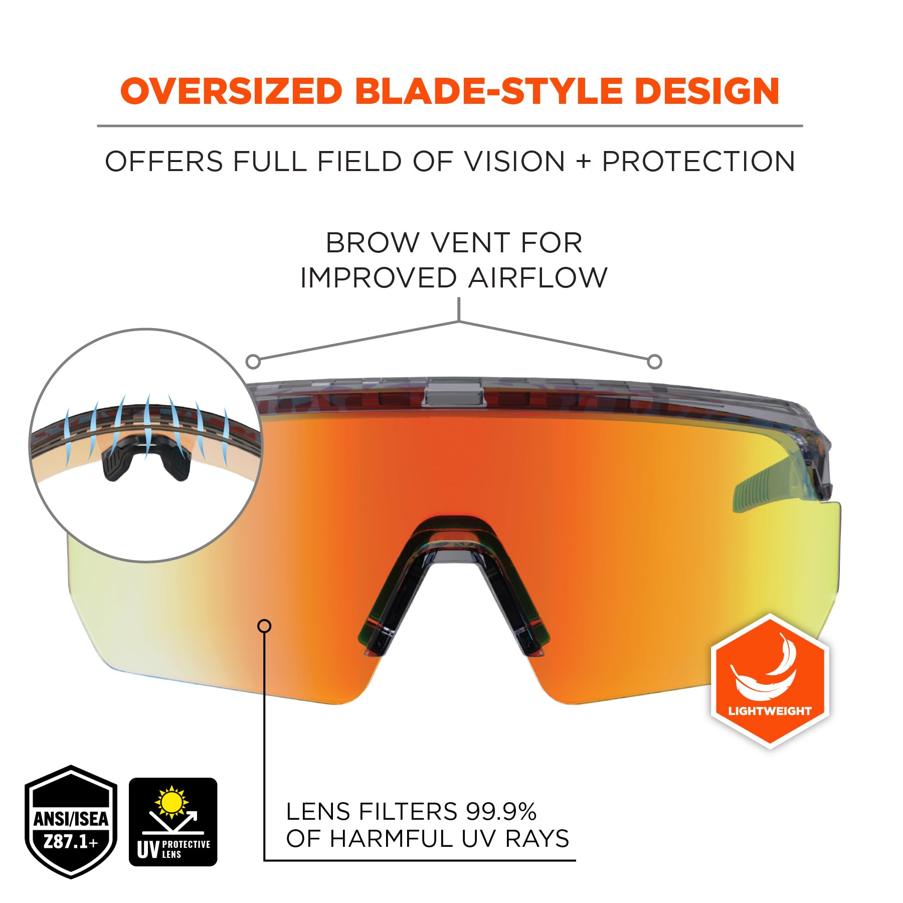 Ergodyne Skullerz AEGIR Sicherheits-Sonnenbrille, verspiegelte Gläser, ANSI z87.1